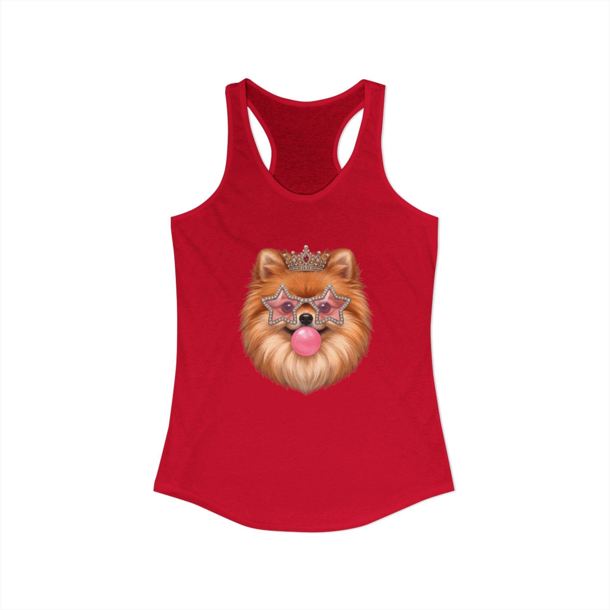 Sassy Pomeranian Racerback Tank — Bubblegum Pom Dog Mom Summer Shirt | FurEverLoved