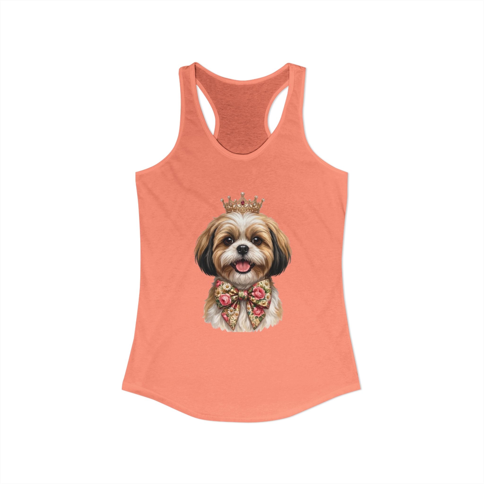 Shih Tzu Queen Racerback Tank — Crown Dog Mom Summer Shirt | FurEverLoved