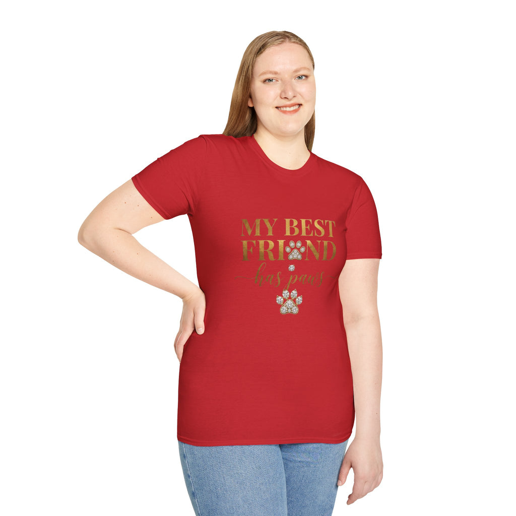 My Best Friend Has Paws Dog Mom T-Shirt | Dog Lover Gift | Cute Dog Graphic Tee | Gildan 64000