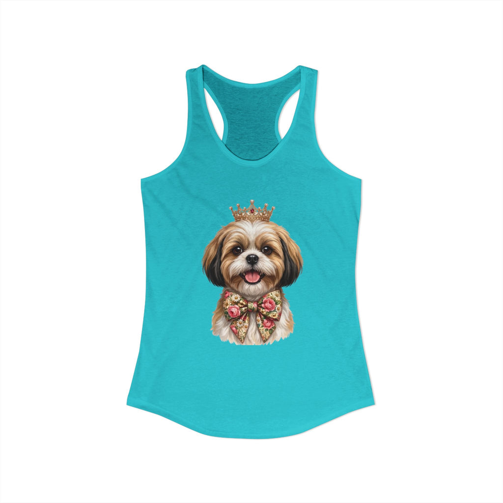 Shih Tzu Queen Racerback Tank — Crown Dog Mom Summer Shirt | FurEverLoved