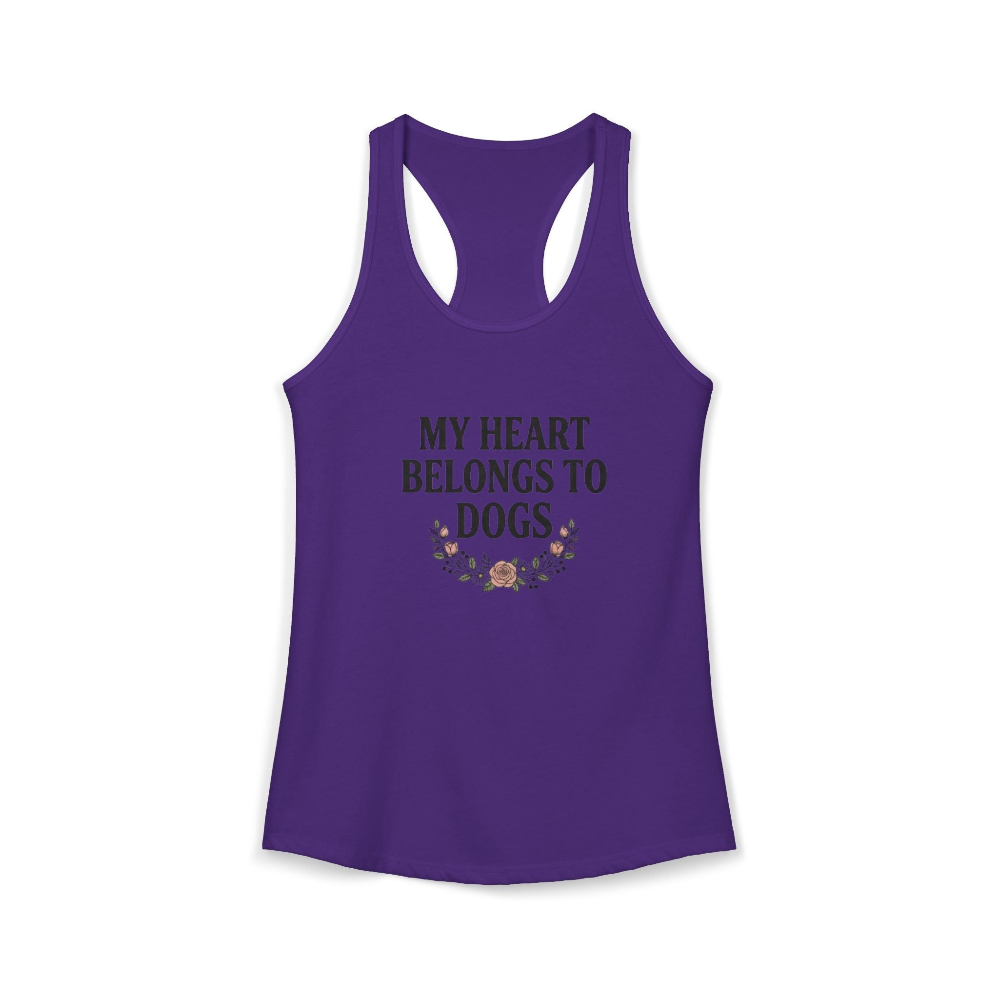 My Heart Belongs to Dogs Tank – Dog Mom Floral Racerback