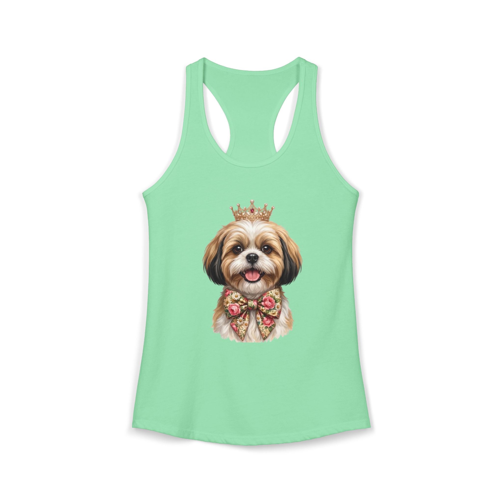 Shih Tzu Queen Racerback Tank — Crown Dog Mom Summer Shirt | FurEverLoved