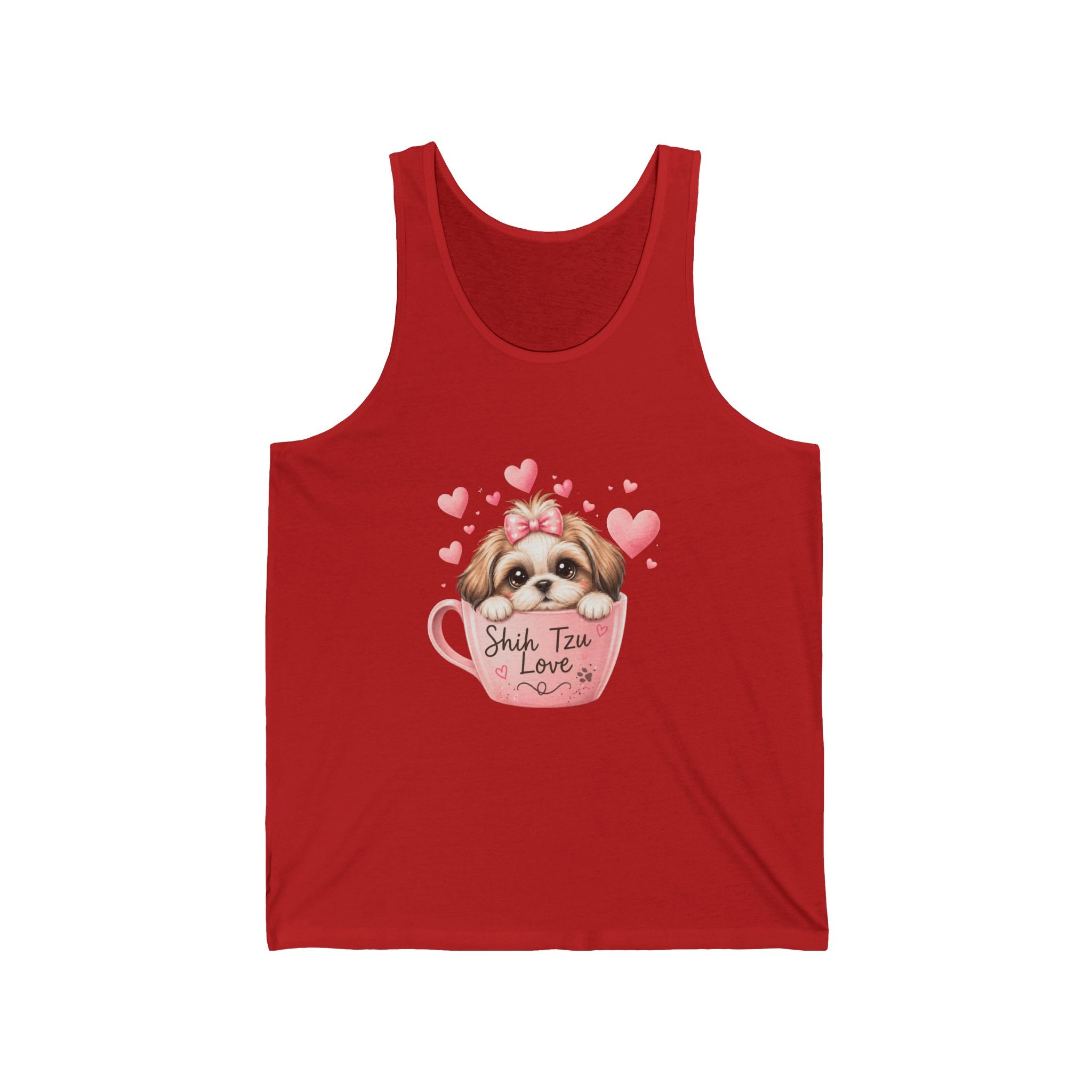 Shih Tzu Love Tank Top — Kawaii Coquette Dog Mom Sleeveless Shirt | FurEverLoved