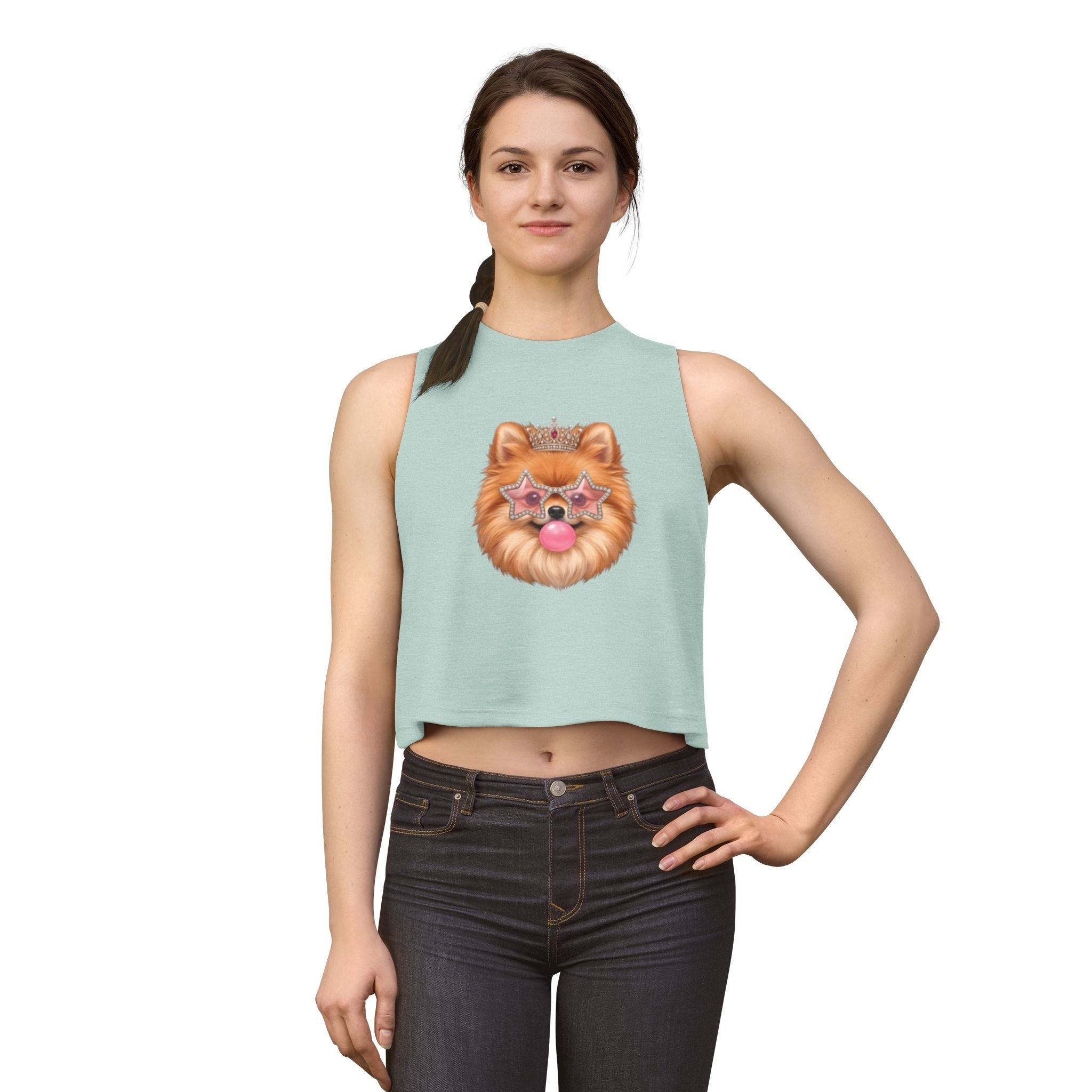Sassy Pomeranian Crop Top — Bubblegum Pom Dog Mom Tank | FurEverLoved