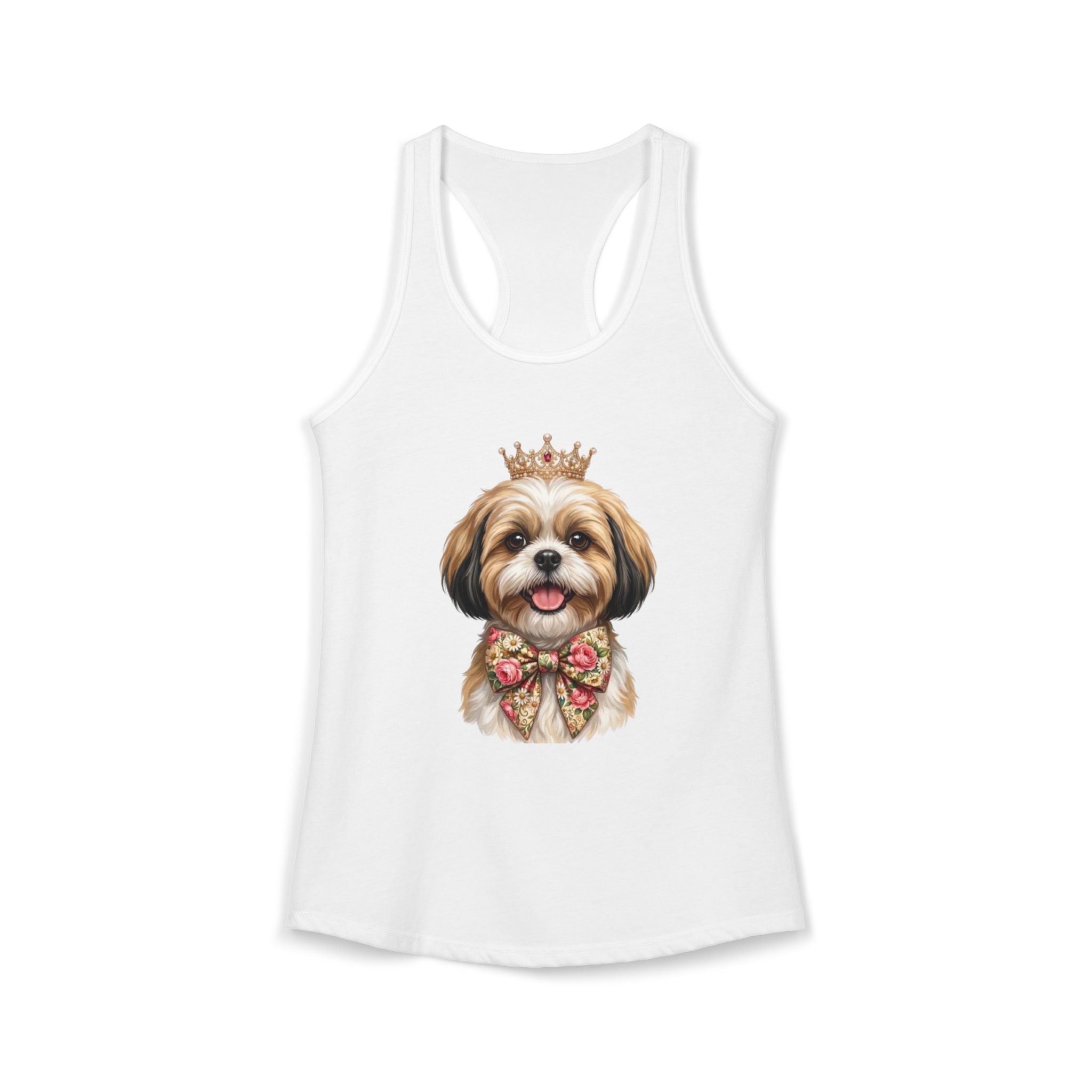 Shih Tzu Queen Racerback Tank — Crown Dog Mom Summer Shirt | FurEverLoved