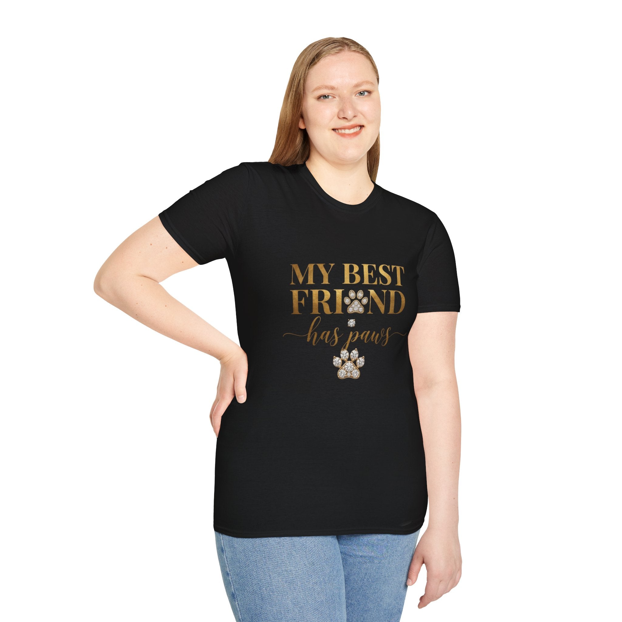 My Best Friend Has Paws Dog Mom T-Shirt | Dog Lover Gift | Cute Dog Graphic Tee | Gildan 64000
