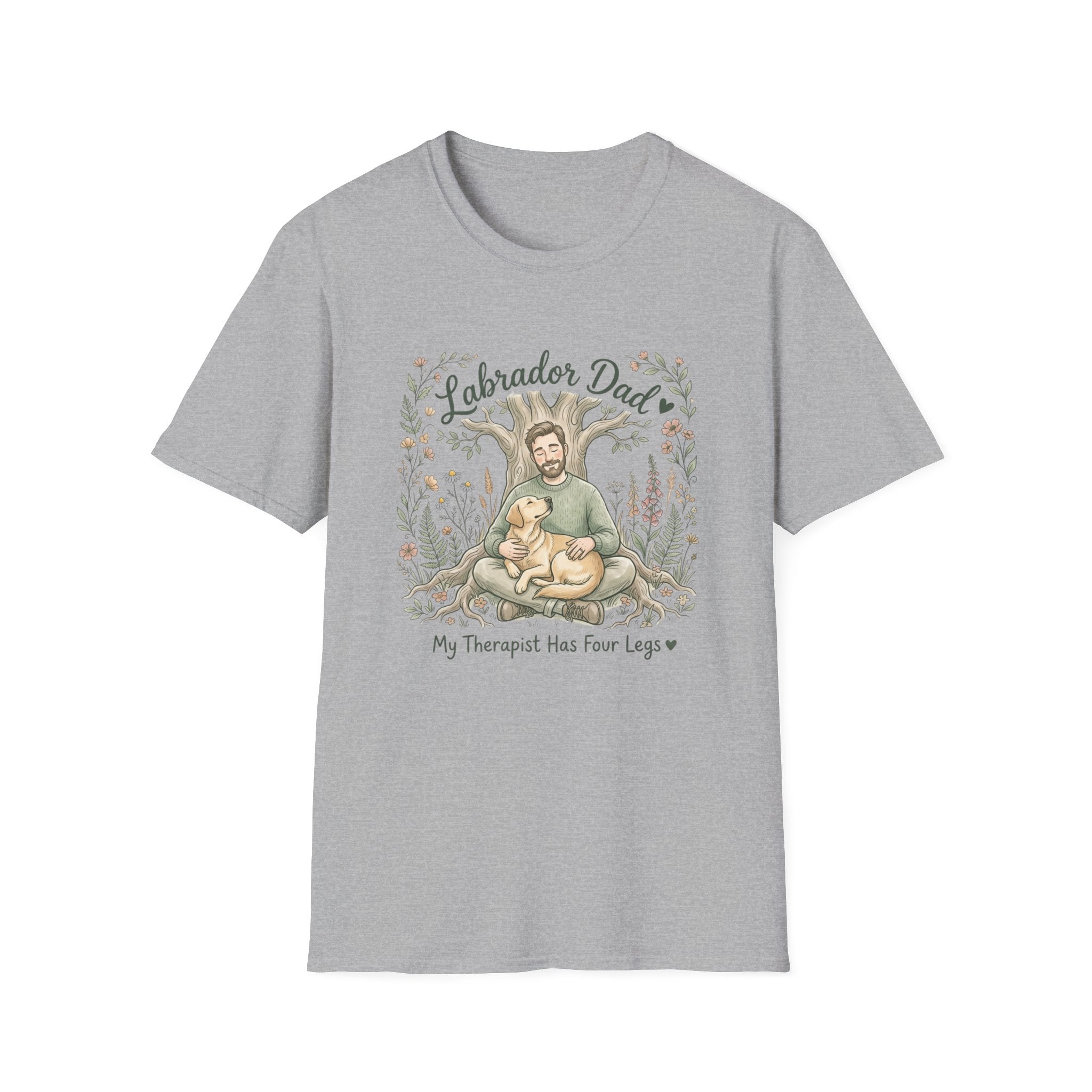 Labrador Dad T-Shirt — My Therapist Has Four Legs | Cottagecore Botanical Lab Tee