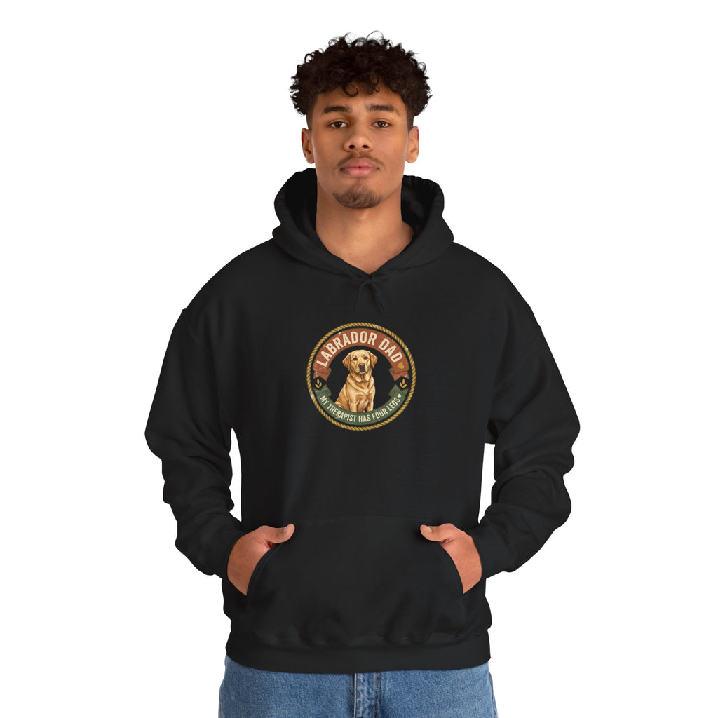 Labrador Dad Hoodie — My Therapist Has Four Legs | Vintage Badge Lab Dad Sweatshirt | FurEverLoved