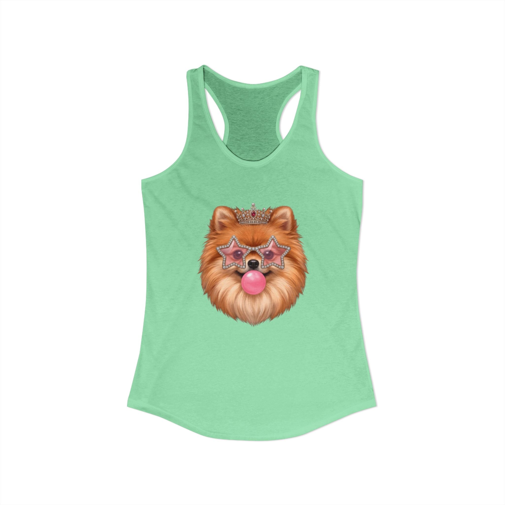 Sassy Pomeranian Racerback Tank — Bubblegum Pom Dog Mom Summer Shirt | FurEverLoved