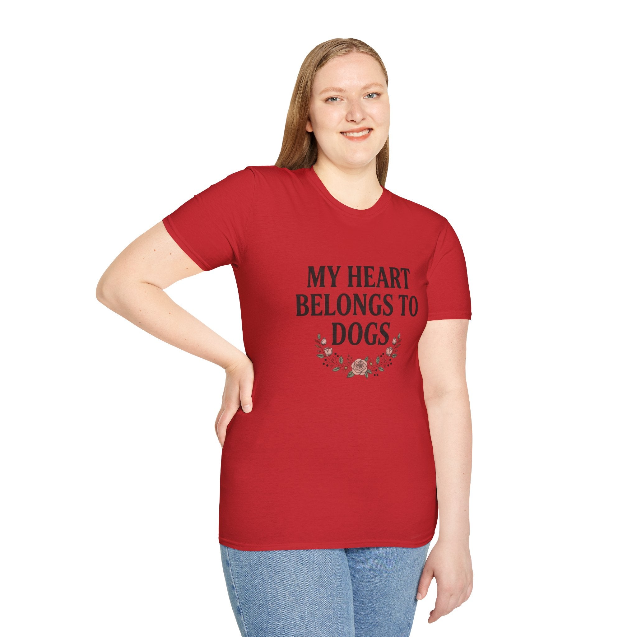 My Heart Belongs to Dogs T-Shirt | Floral Dog Mom Gift | Soft Unisex Tee | FureverLoved