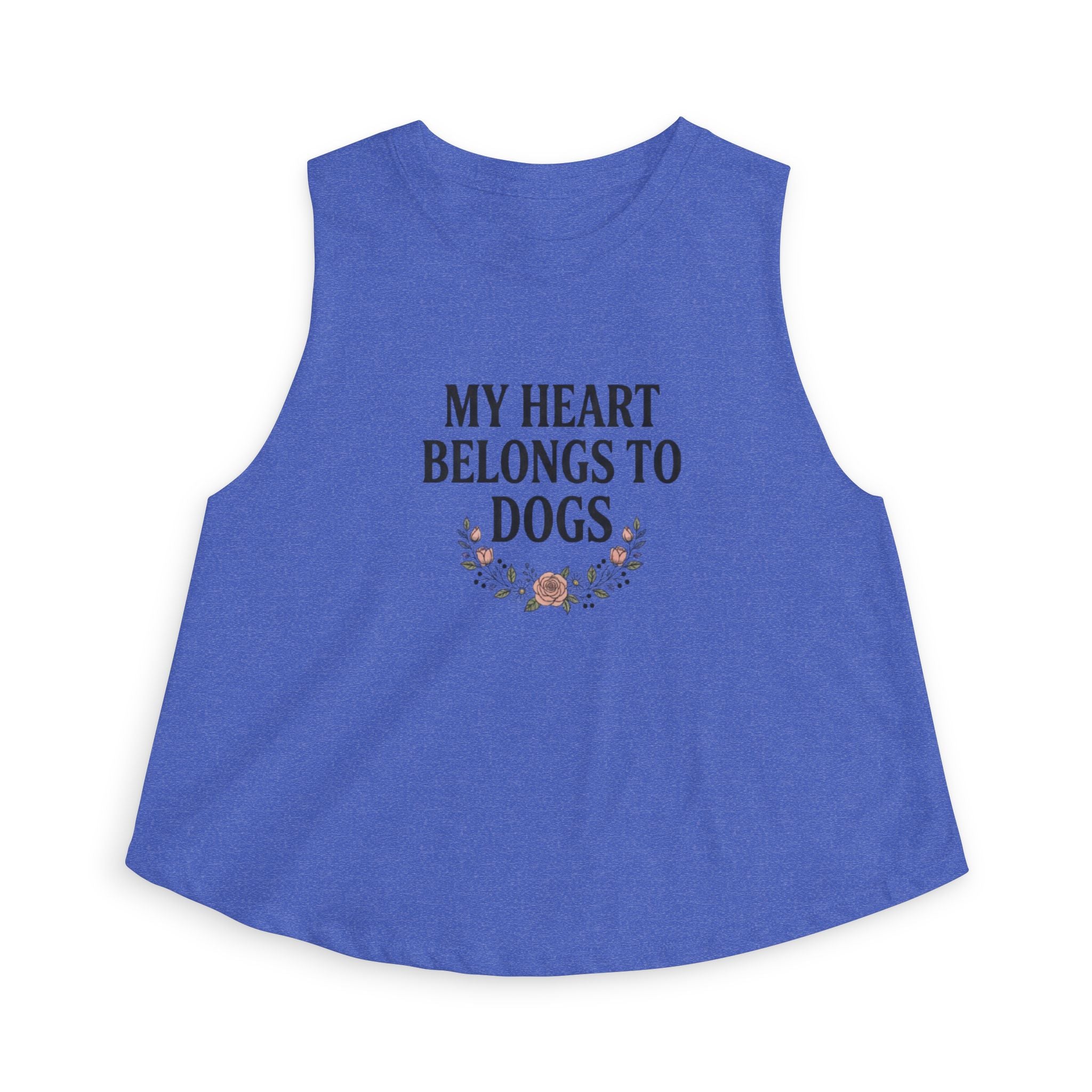 My Heart Belongs to Dogs Crop Tank – Dog Mom Floral Top