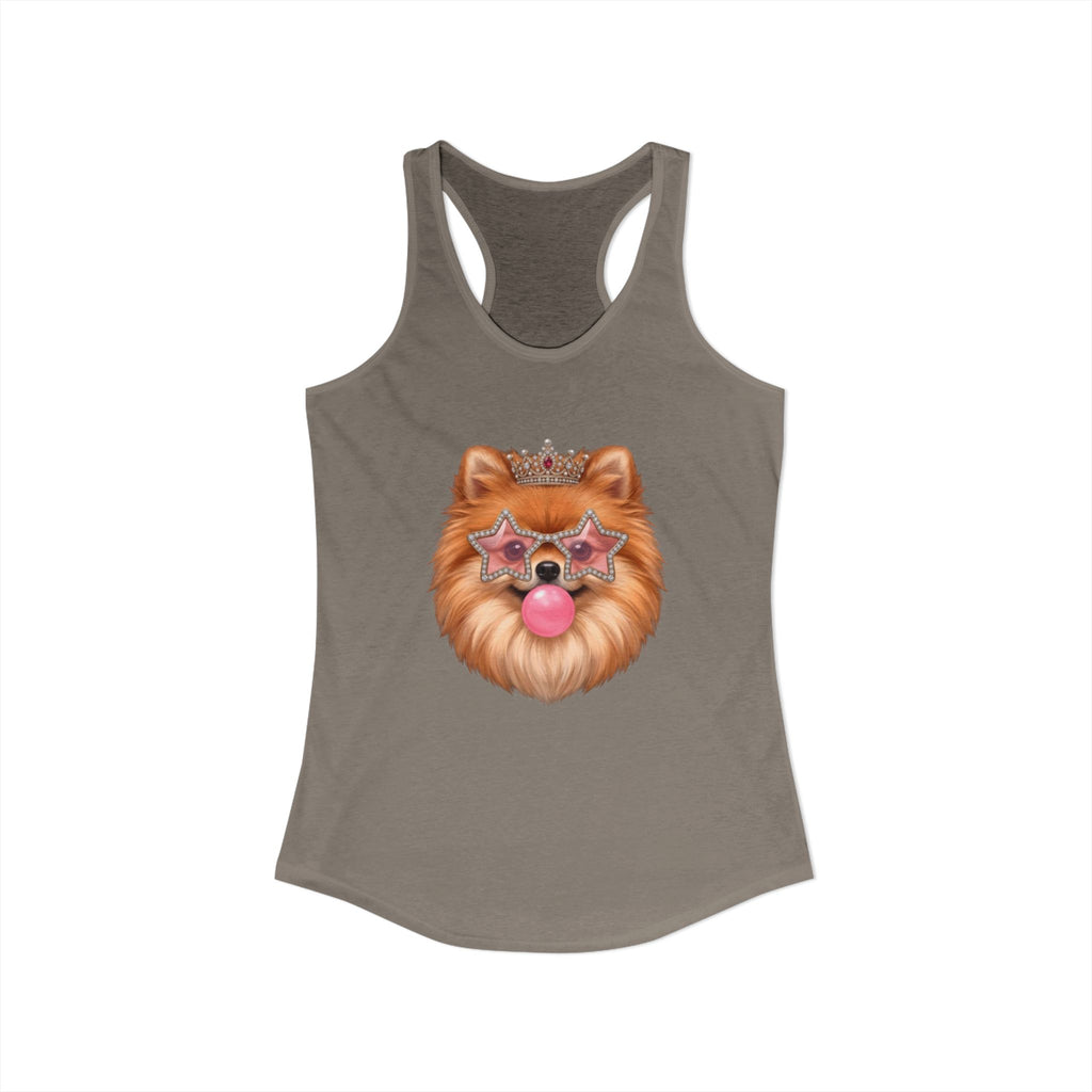 Sassy Pomeranian Racerback Tank — Bubblegum Pom Dog Mom Summer Shirt | FurEverLoved