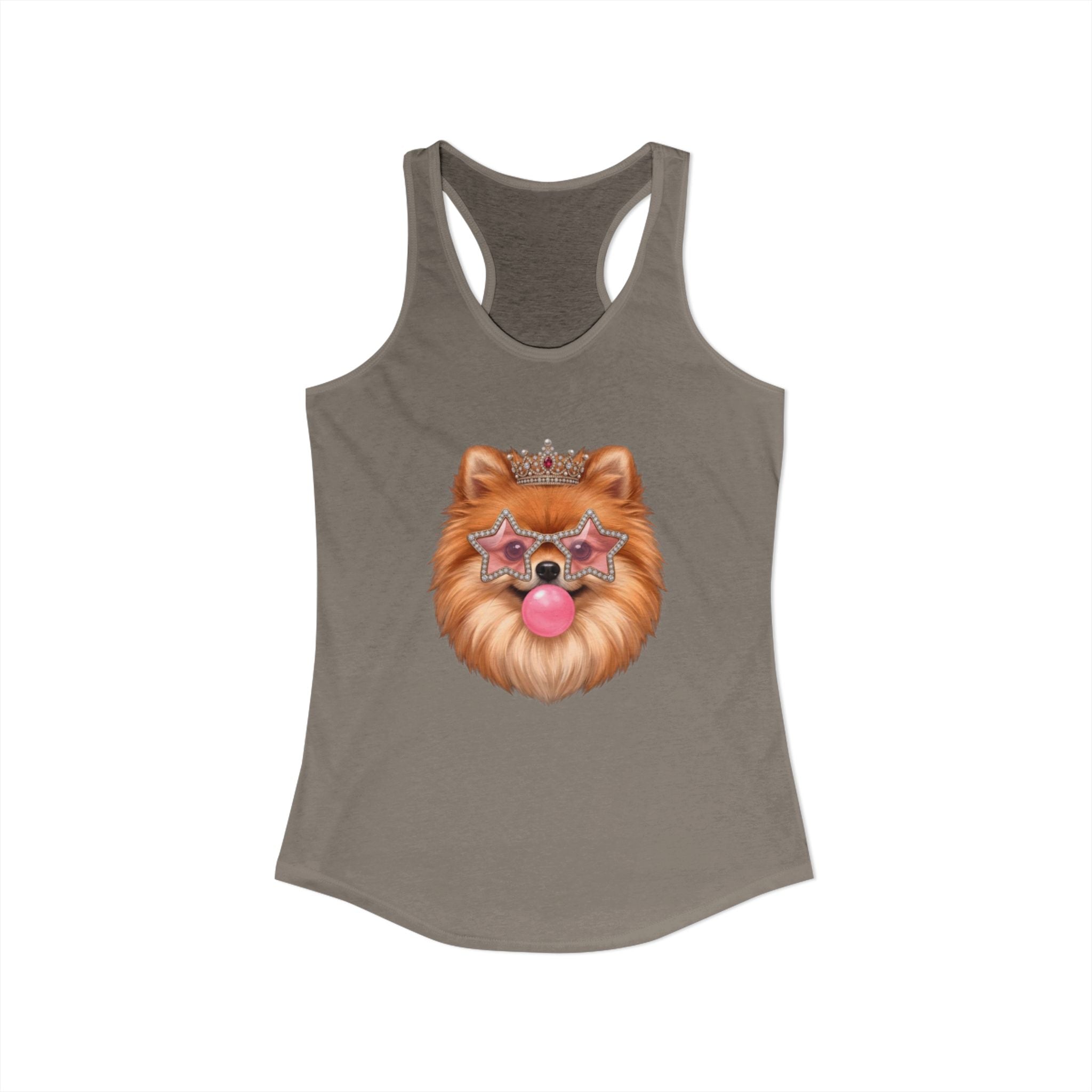 Sassy Pomeranian Racerback Tank — Bubblegum Pom Dog Mom Summer Shirt | FurEverLoved