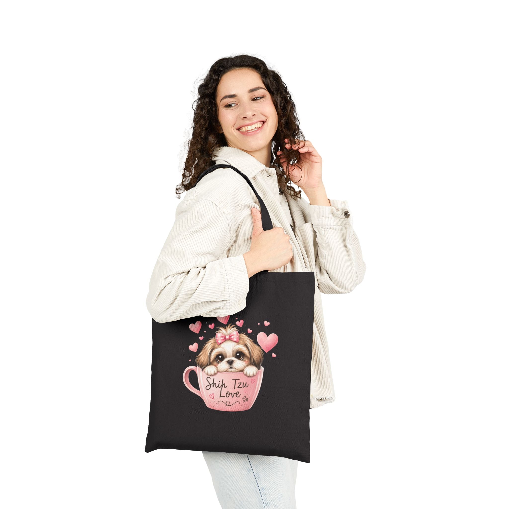 Shih Tzu Love Tote Bag — Kawaii Coquette Dog Mom Canvas Bag | FurEverLoved