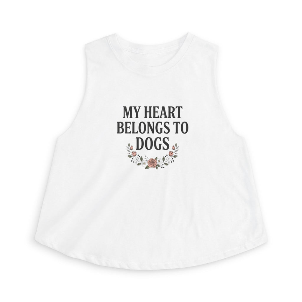 My Heart Belongs to Dogs Crop Tank – Dog Mom Floral Top