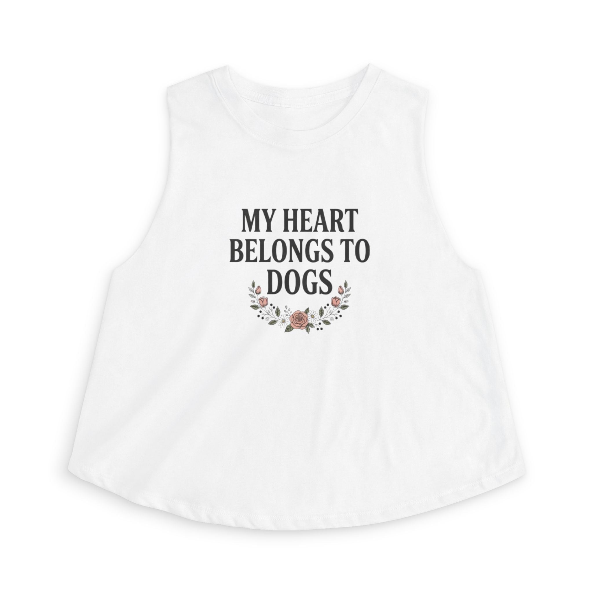 My Heart Belongs to Dogs Crop Tank – Dog Mom Floral Top