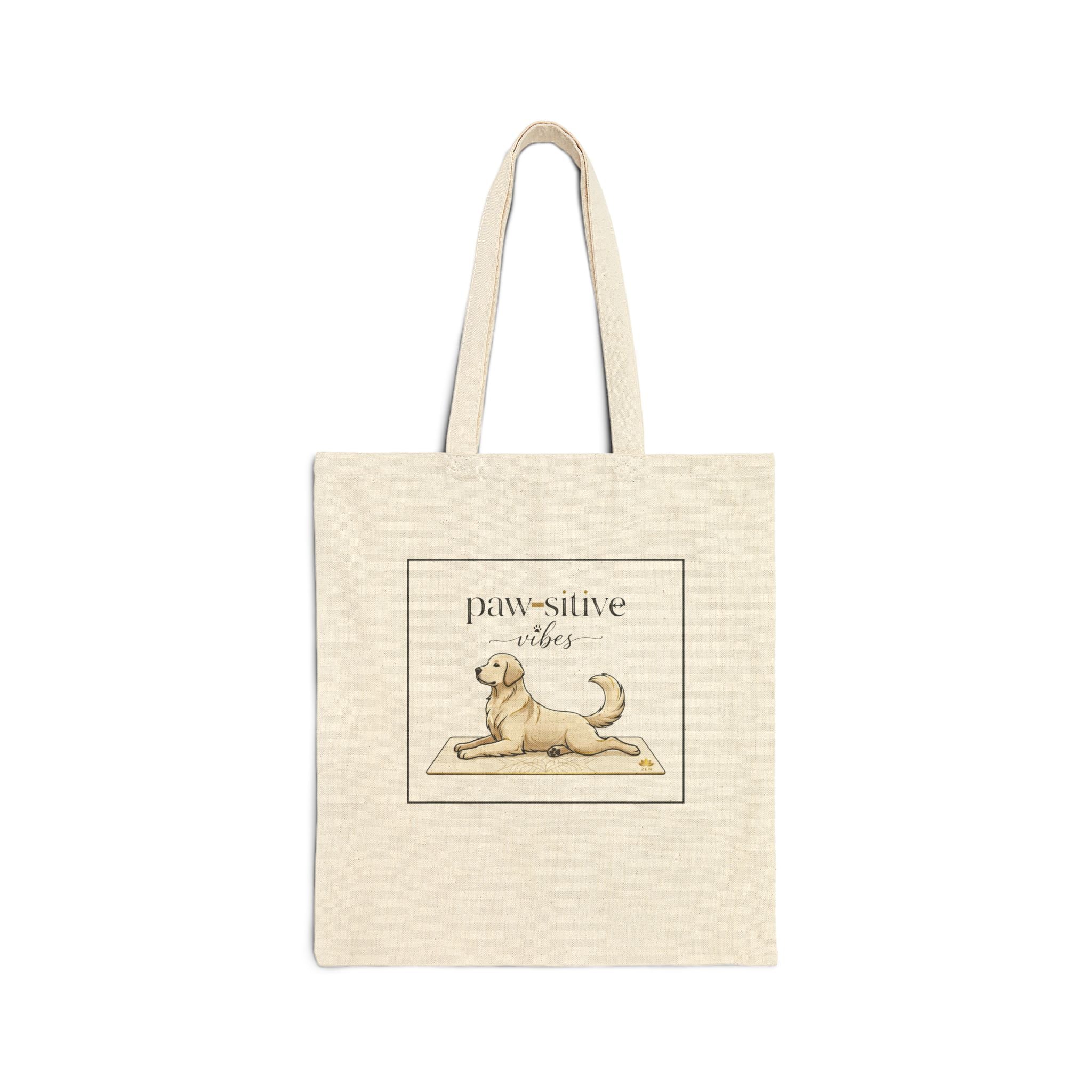 Pawsitive Vibes Canvas Tote Bag — Dog Mom Eco Shopper | FurEverLoved