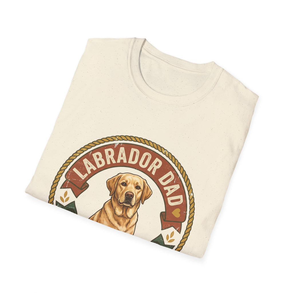 Labrador Dad T-Shirt — My Therapist Has Four Legs | Vintage Badge Rope Circle Lab Tee