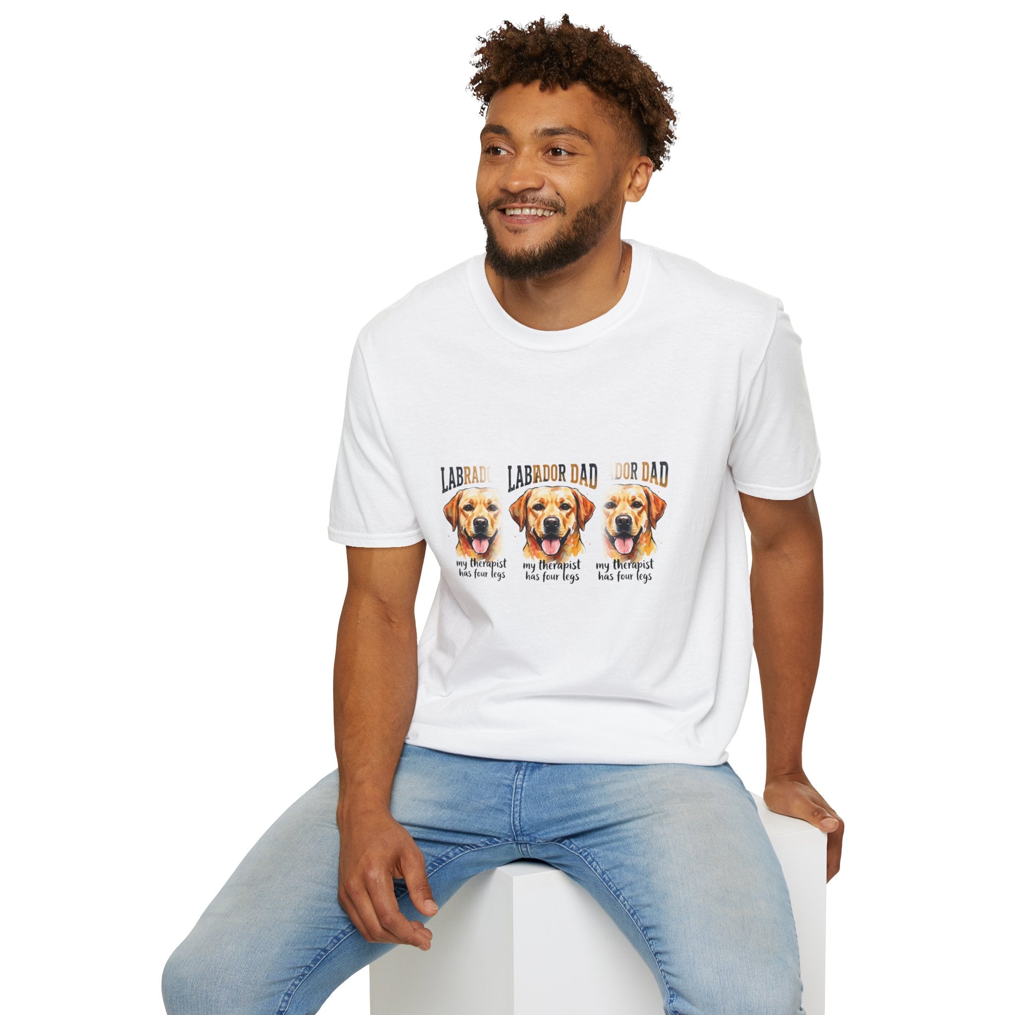 Labrador Dad T-Shirt — My Therapist Has Four Legs | Triple Watercolor Lab Portrait Tee | FurEverLoved