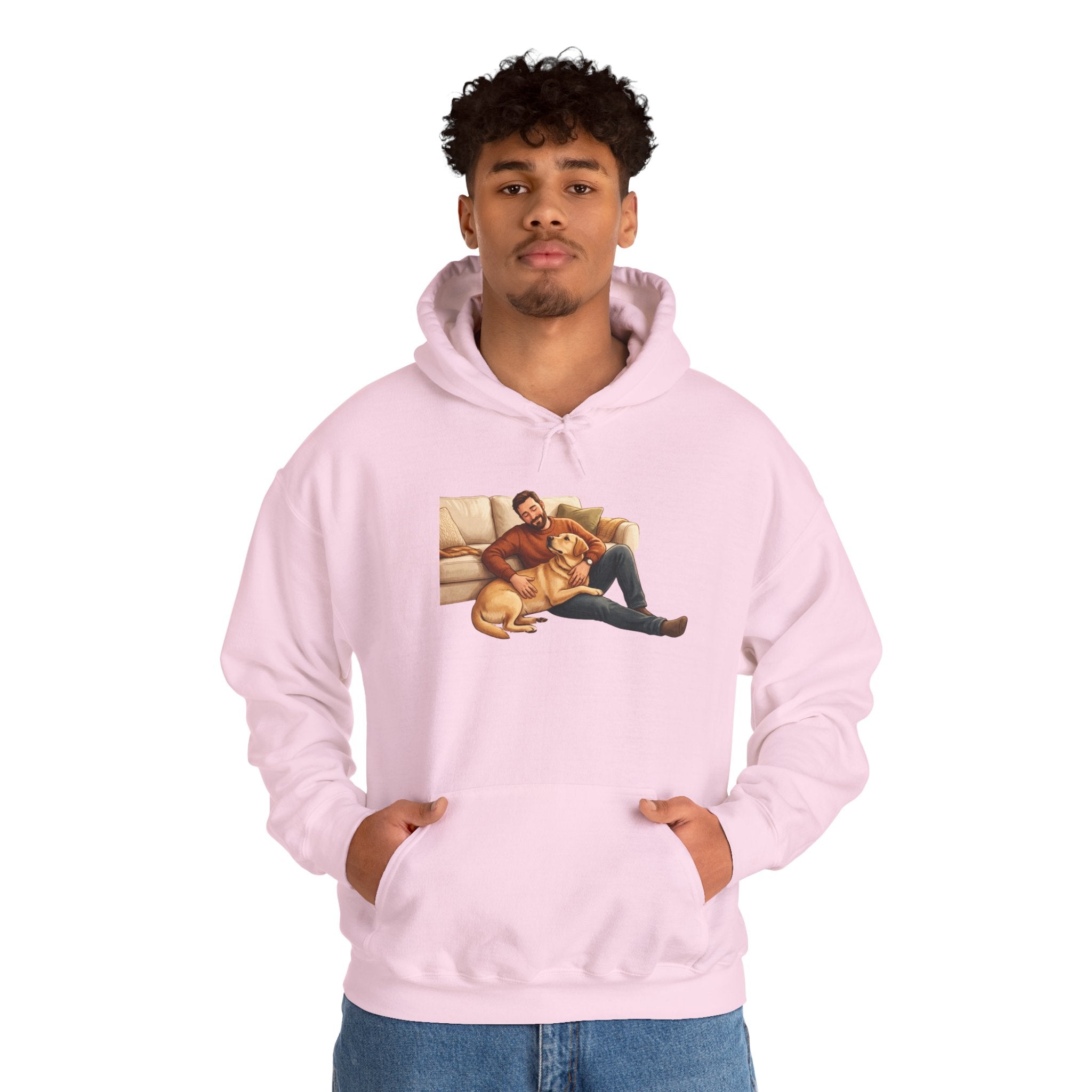 Dog Dad Hoodie — Man & His Lab Couch Cuddles | Cozy Labrador Dad Sweatshirt | FurEverLoved