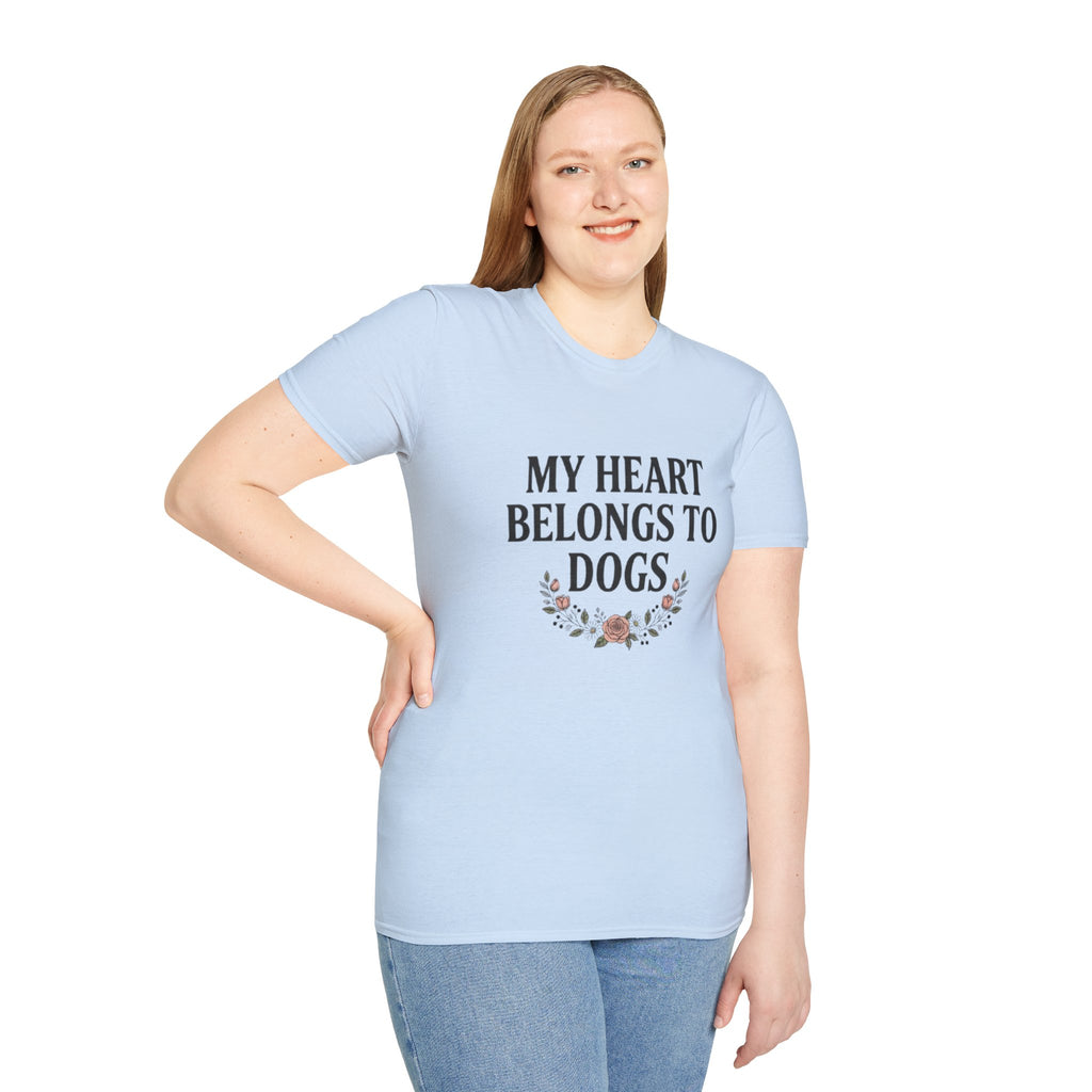 My Heart Belongs to Dogs T-Shirt | Floral Dog Mom Gift | Soft Unisex Tee | FureverLoved