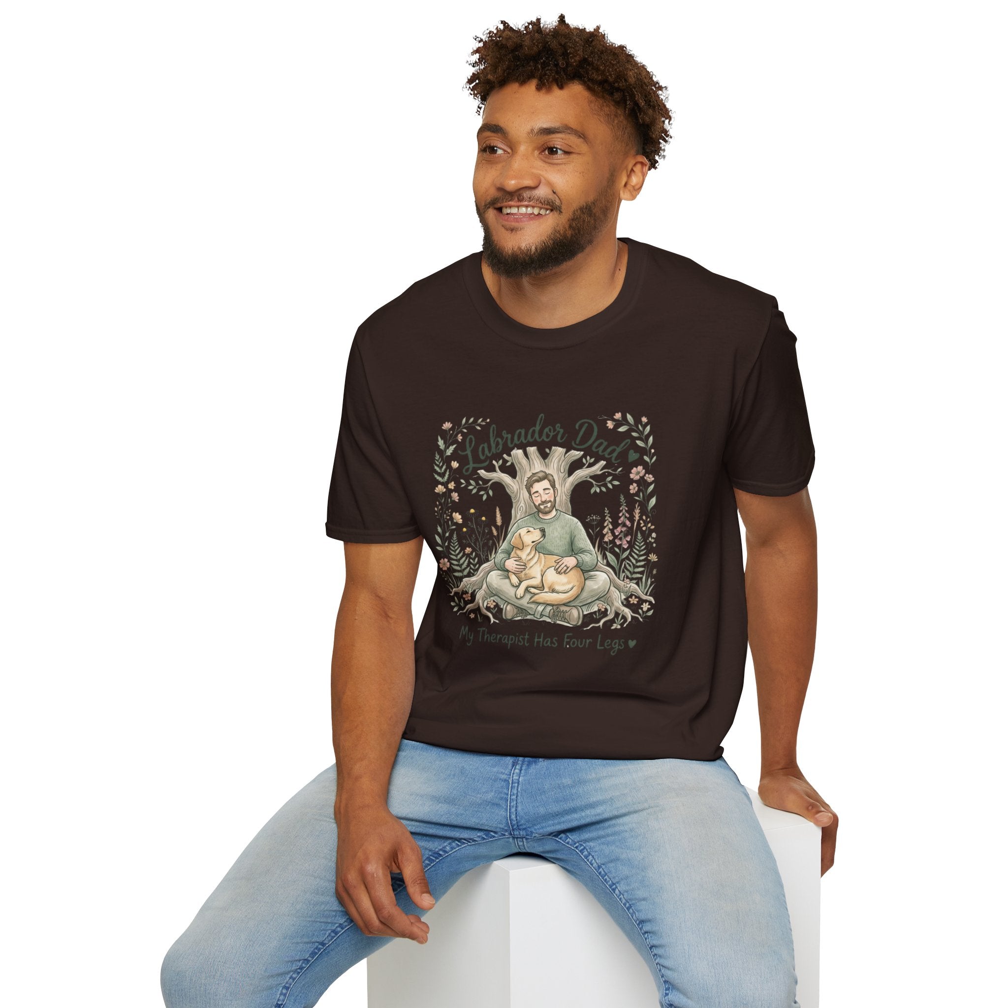 Labrador Dad T-Shirt — My Therapist Has Four Legs | Cottagecore Botanical Lab Tee