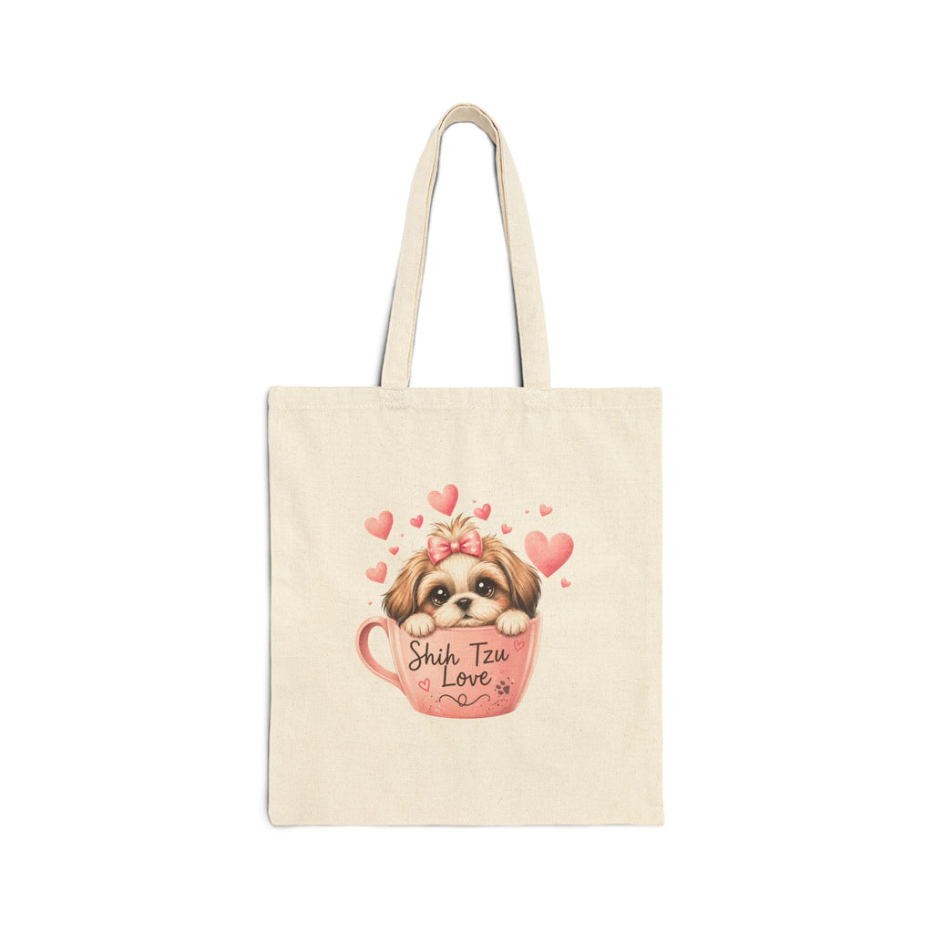 Shih Tzu Love Tote Bag — Kawaii Coquette Dog Mom Canvas Bag | FurEverLoved