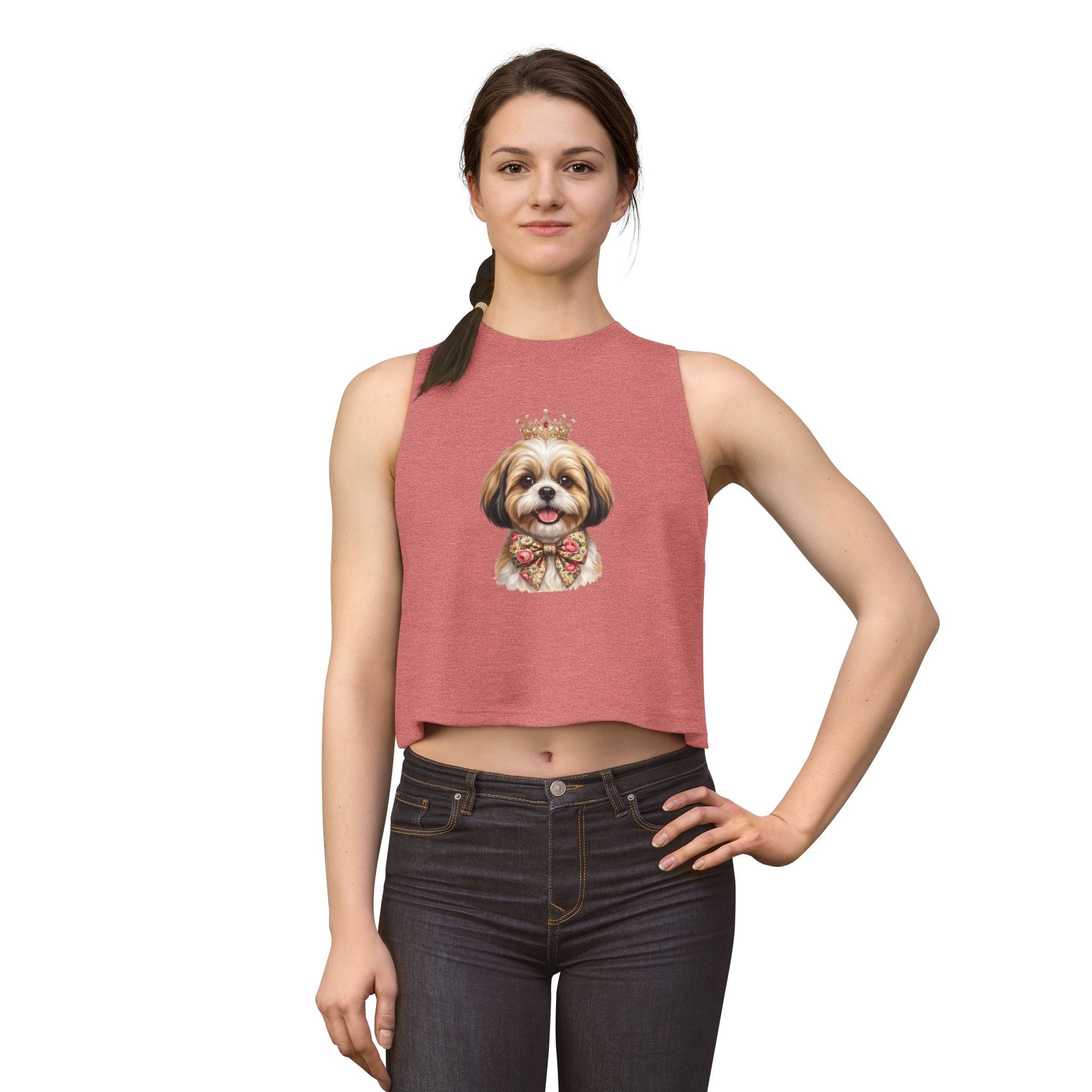 Shih Tzu Queen Crop Tank — Crown Dog Mom Cropped Shirt | FurEverLoved