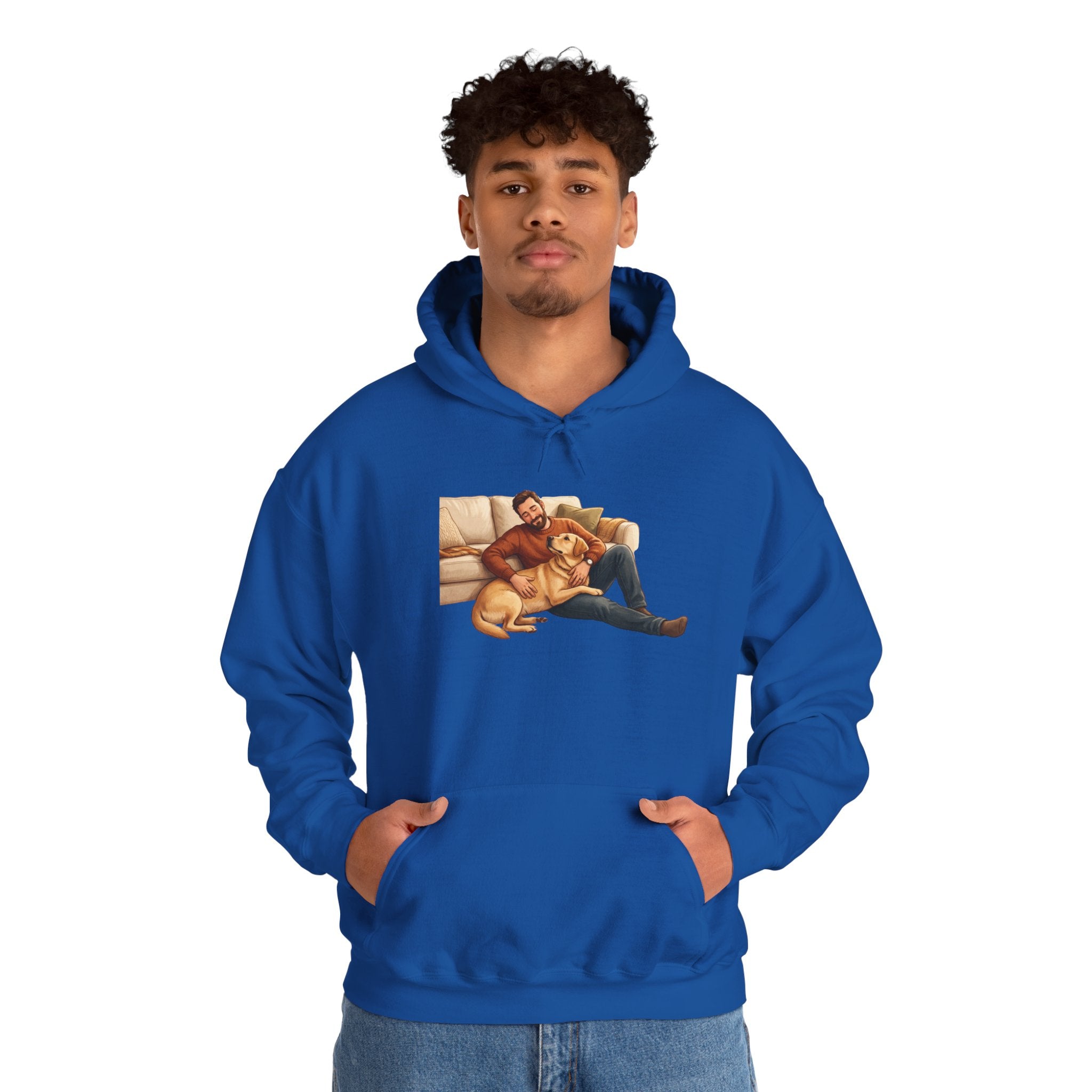 Dog Dad Hoodie — Man & His Lab Couch Cuddles | Cozy Labrador Dad Sweatshirt | FurEverLoved