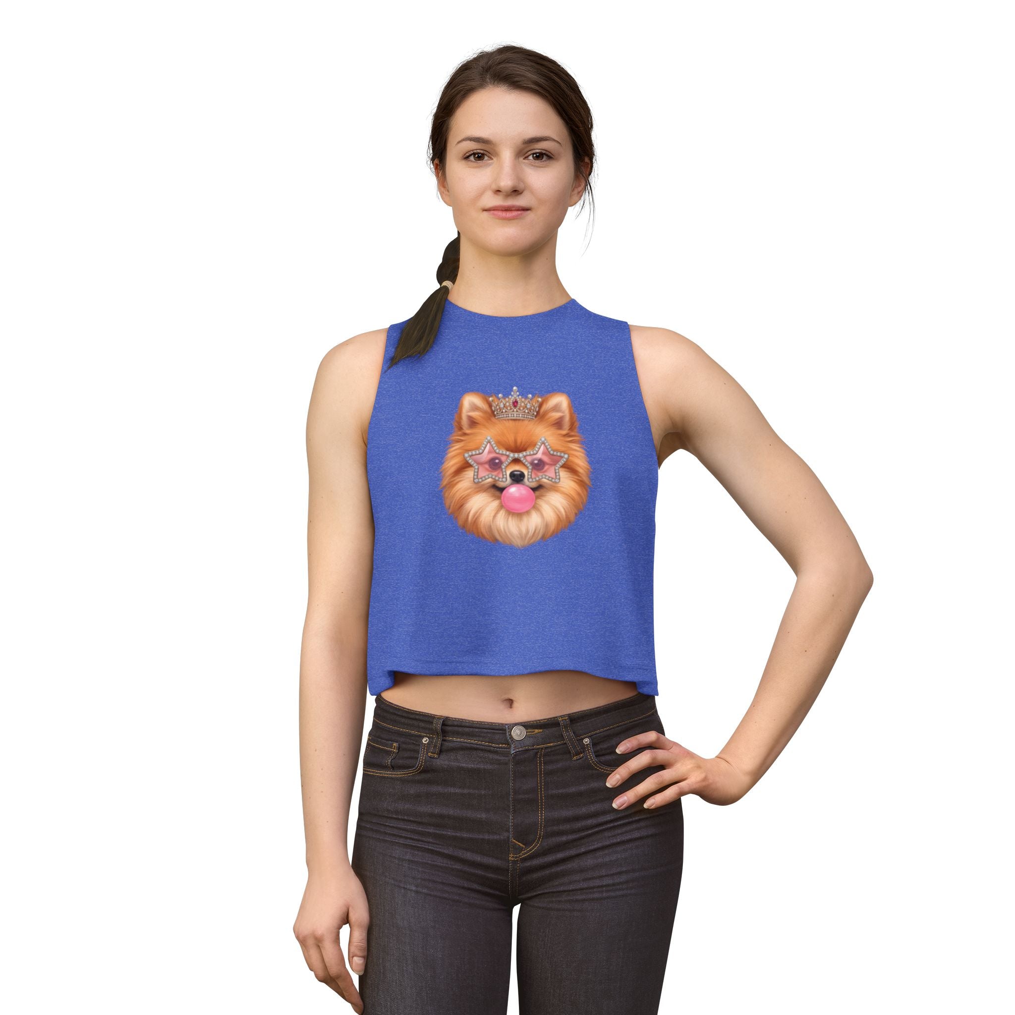 Sassy Pomeranian Crop Top — Bubblegum Pom Dog Mom Tank | FurEverLoved