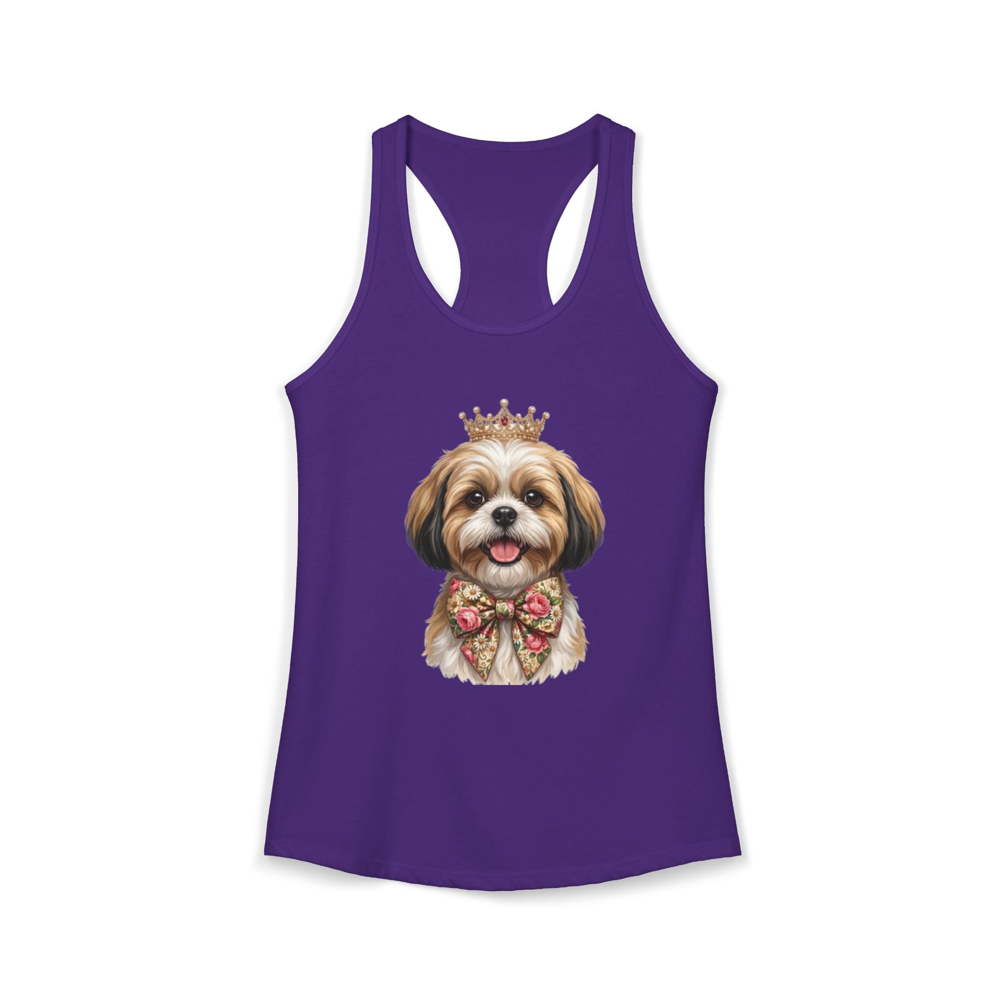 Shih Tzu Queen Racerback Tank — Crown Dog Mom Summer Shirt | FurEverLoved