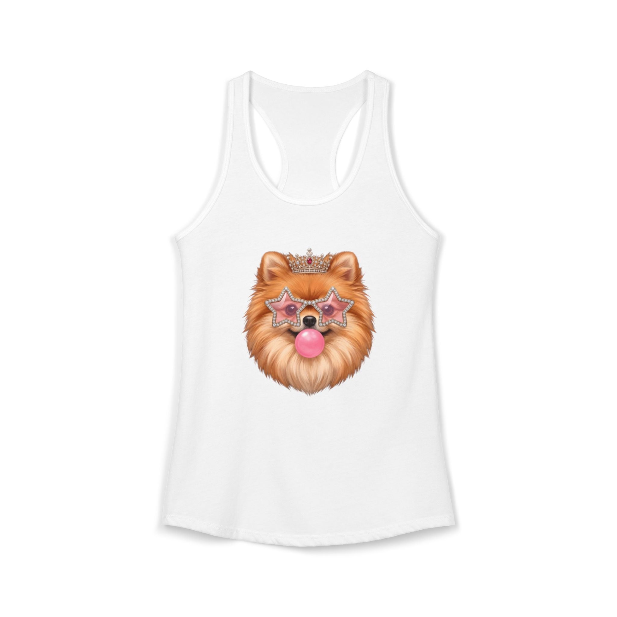 Sassy Pomeranian Racerback Tank — Bubblegum Pom Dog Mom Summer Shirt | FurEverLoved