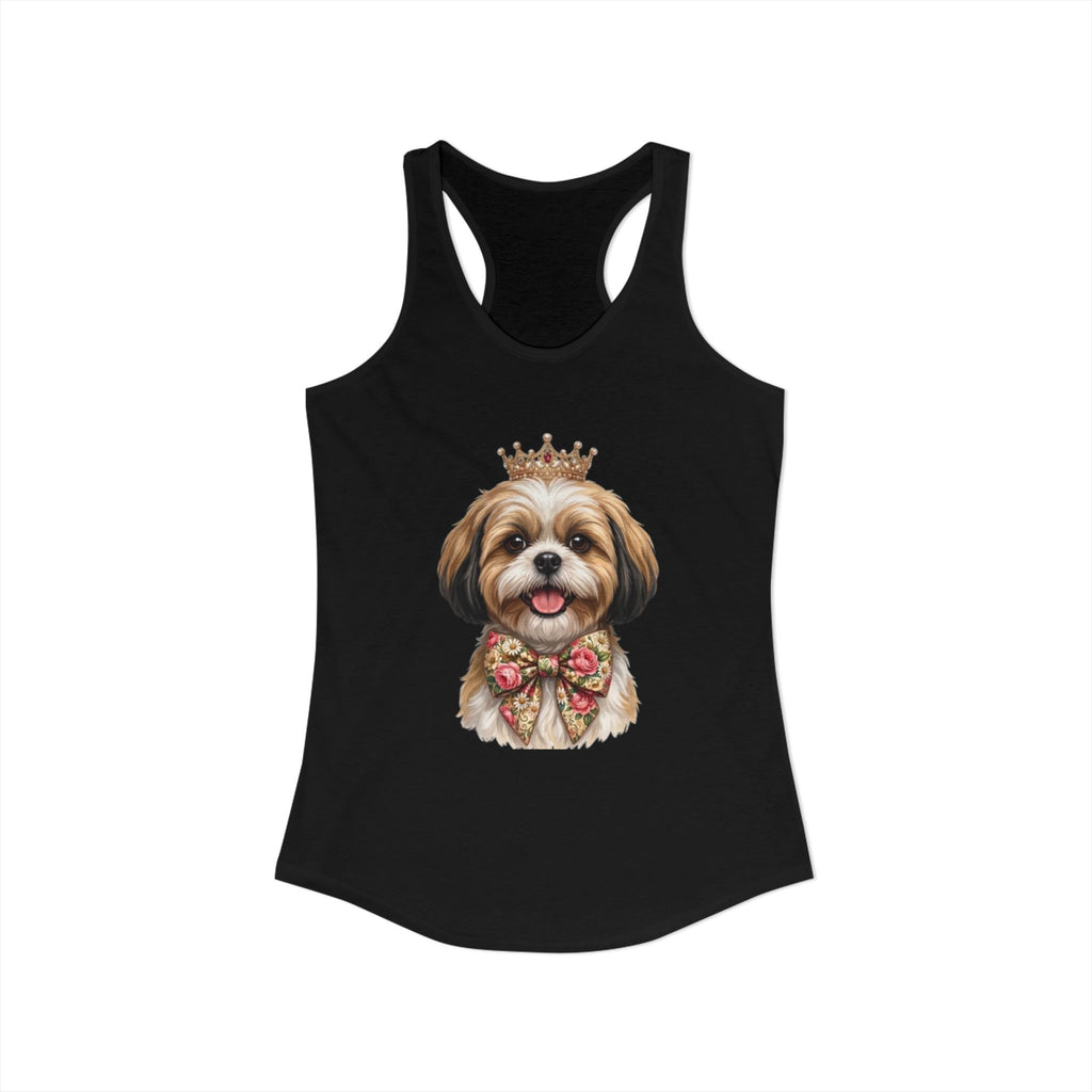 Shih Tzu Queen Racerback Tank — Crown Dog Mom Summer Shirt | FurEverLoved