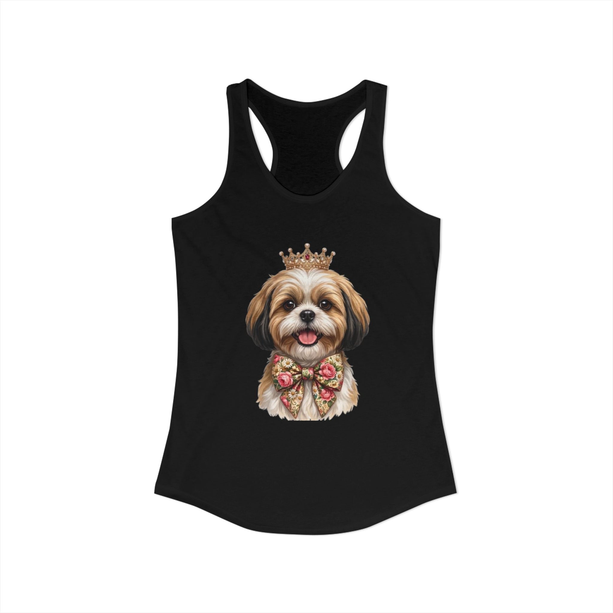 Shih Tzu Queen Racerback Tank — Crown Dog Mom Summer Shirt | FurEverLoved