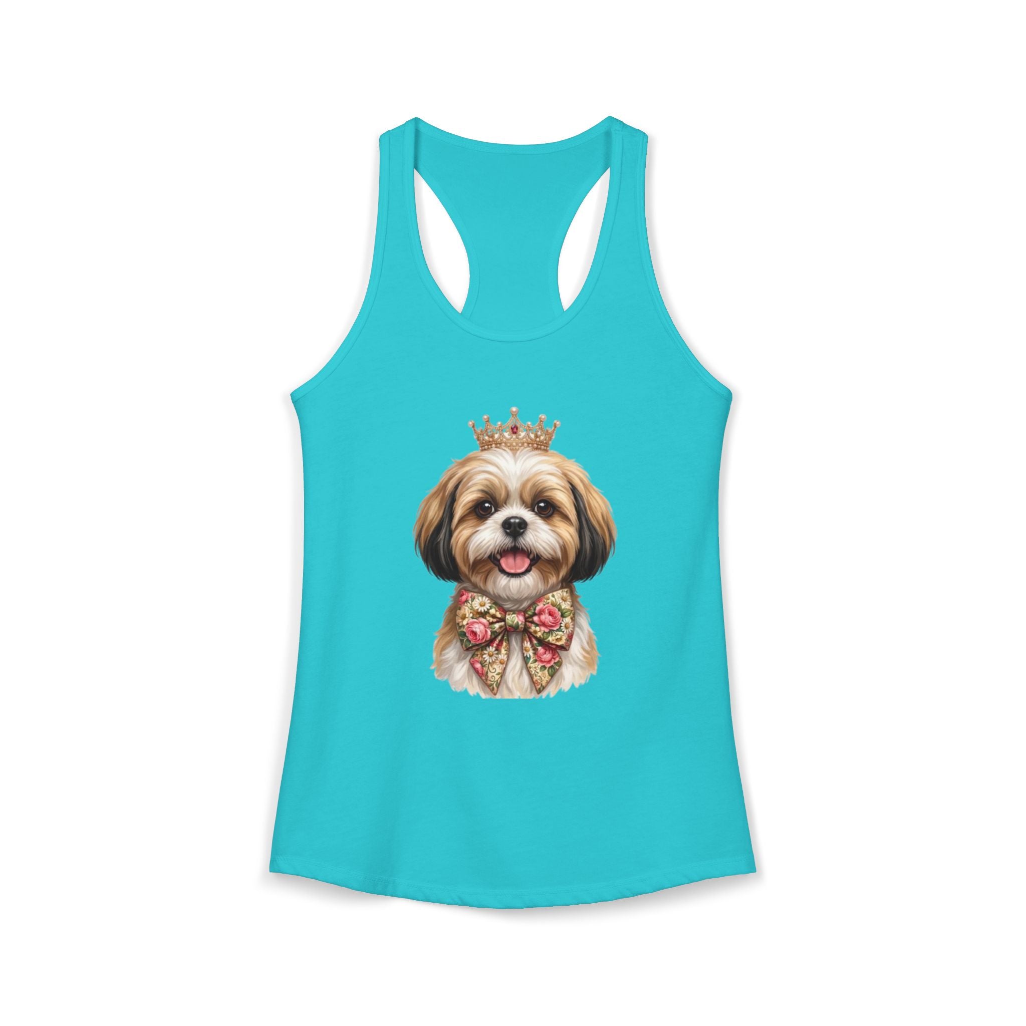 Shih Tzu Queen Racerback Tank — Crown Dog Mom Summer Shirt | FurEverLoved