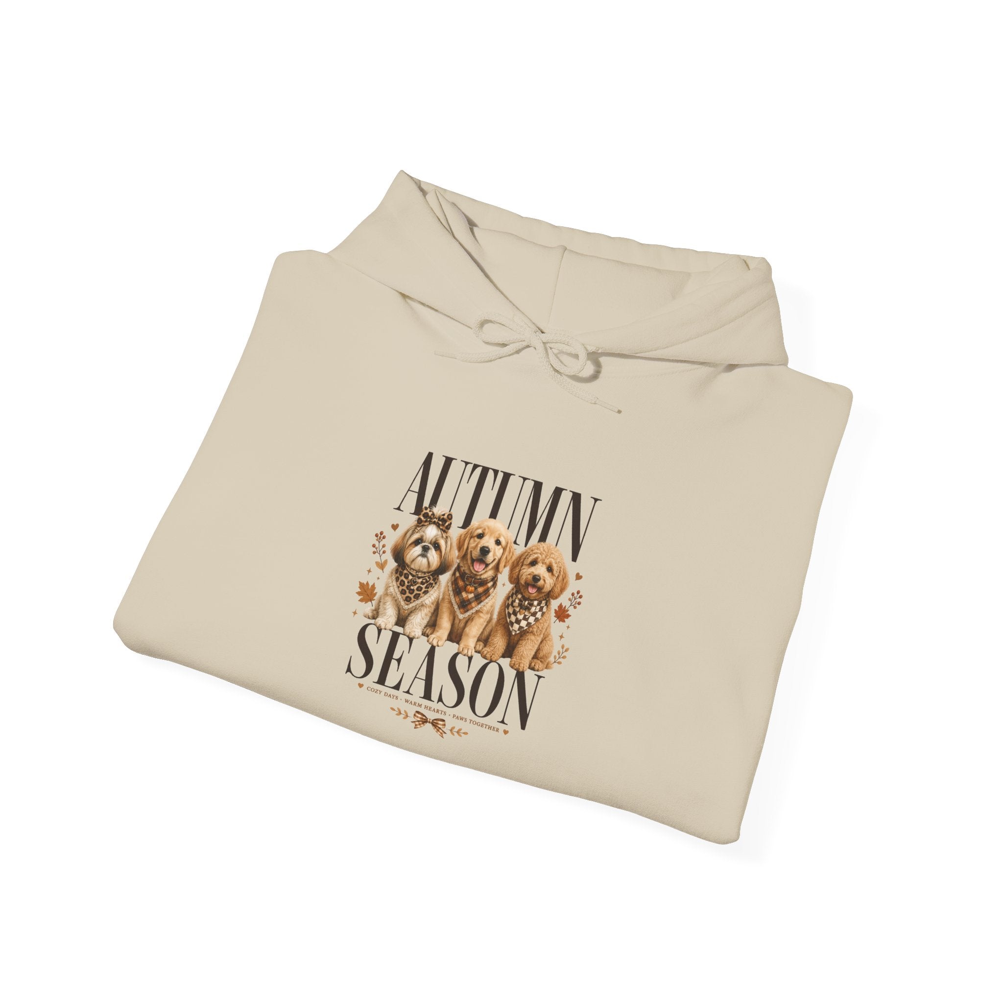 Dog Mom Gift Hoodie — Autumn Season Cozy Puppy Trio Fall Pullover | FurEverLoved