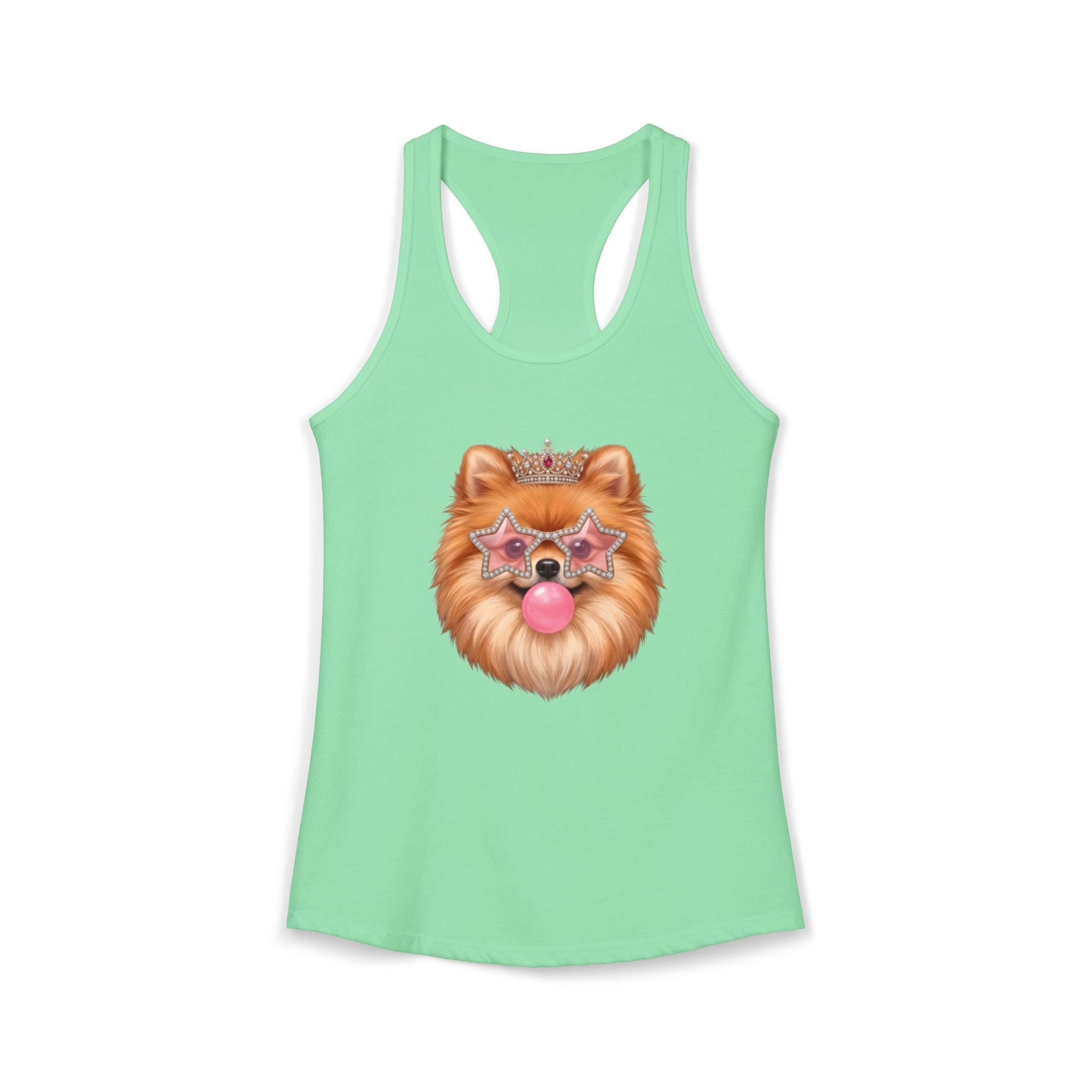 Sassy Pomeranian Racerback Tank — Bubblegum Pom Dog Mom Summer Shirt | FurEverLoved