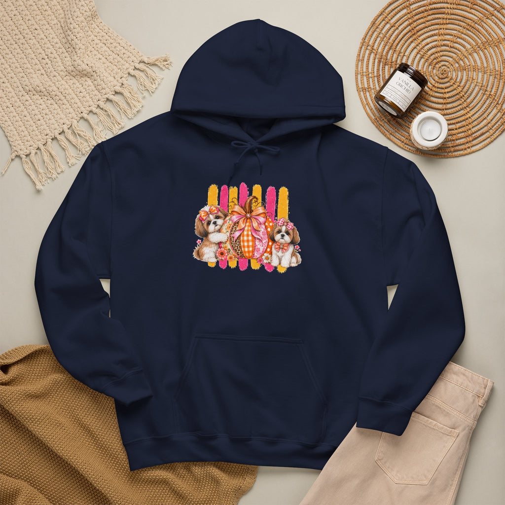 Shih Tzu Mom Gift Hoodie — Pumpkin Bow Fall Graphic Pullover | FurEverLoved