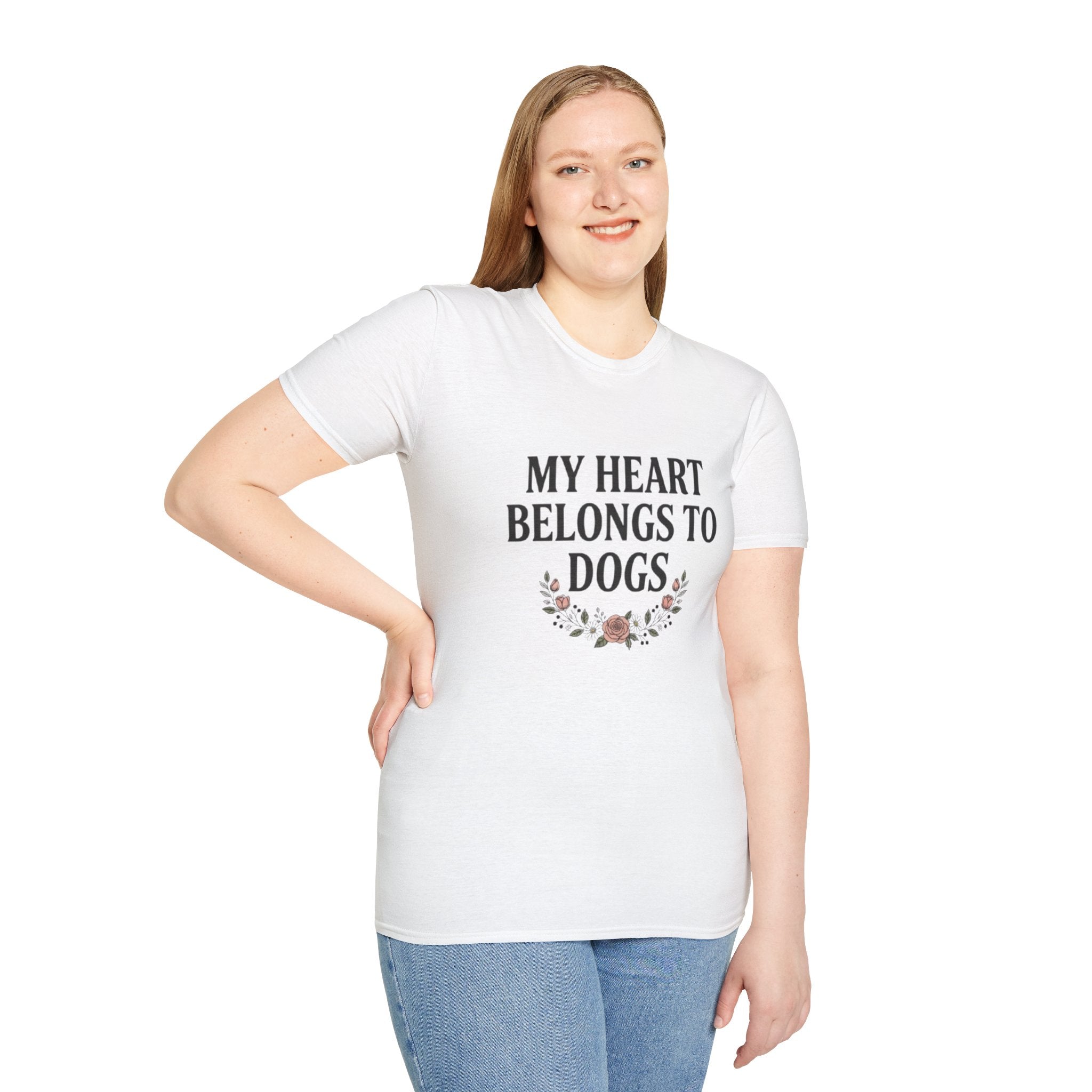 My Heart Belongs to Dogs T-Shirt | Floral Dog Mom Gift | Soft Unisex Tee | FureverLoved