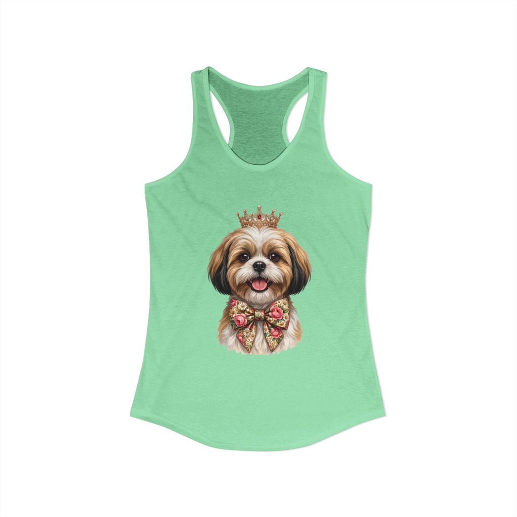 Shih Tzu Queen Racerback Tank — Crown Dog Mom Summer Shirt | FurEverLoved