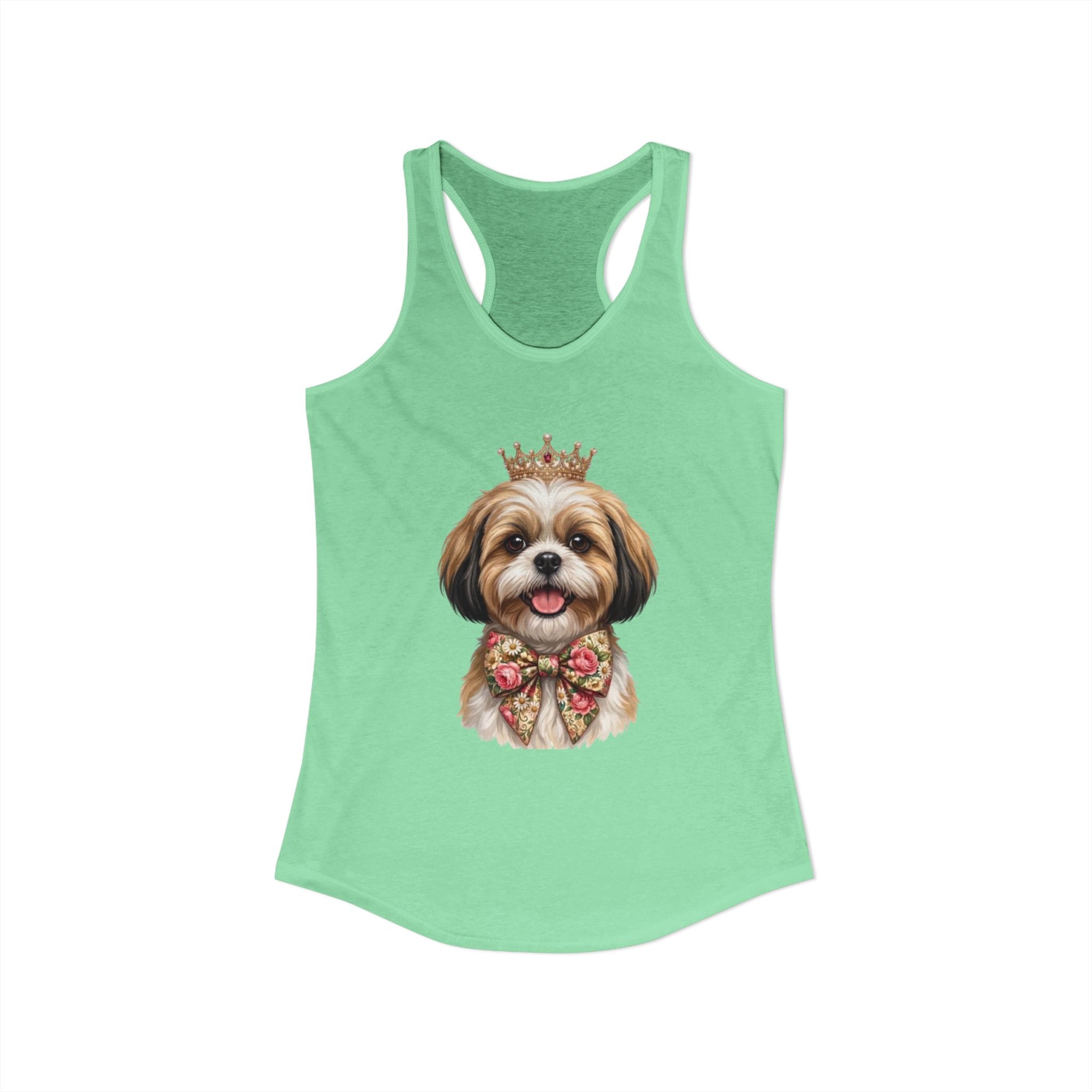 Shih Tzu Queen Racerback Tank — Crown Dog Mom Summer Shirt | FurEverLoved