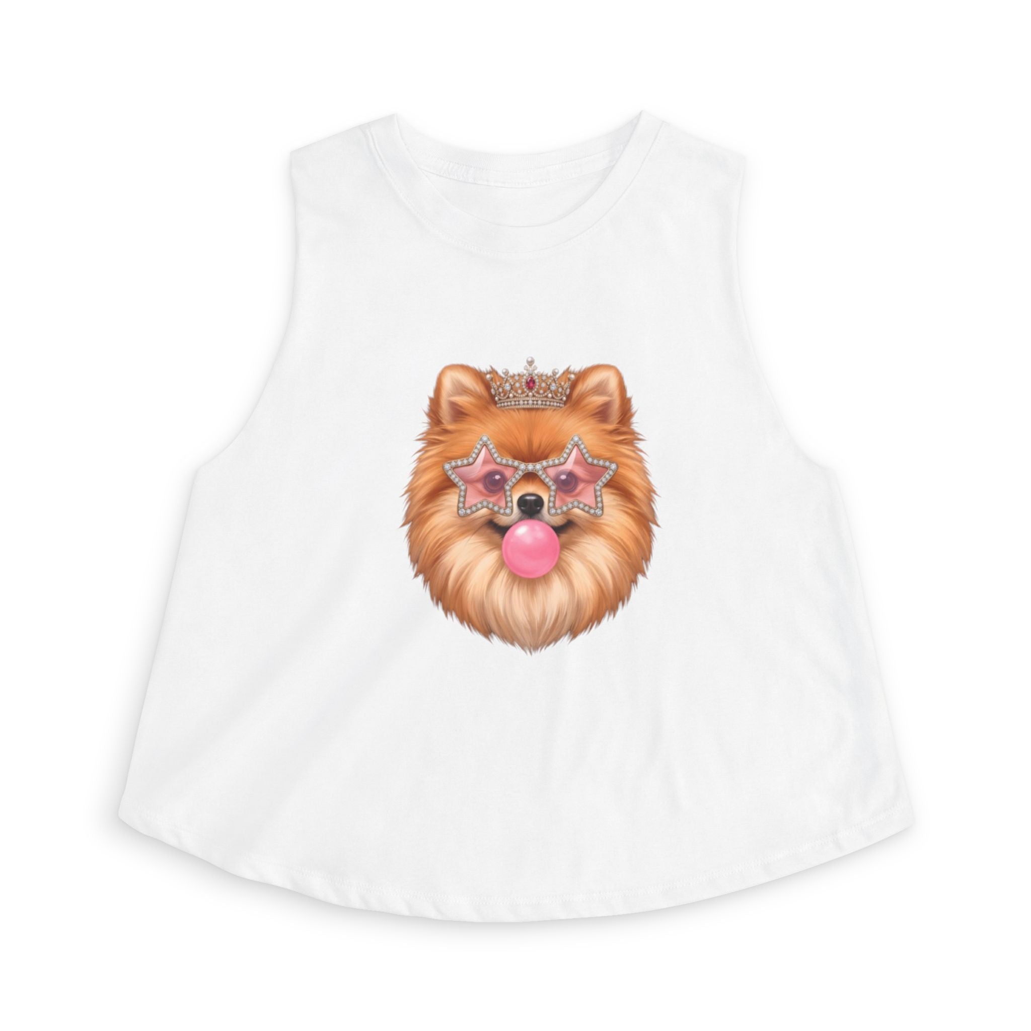 Sassy Pomeranian Crop Top — Bubblegum Pom Dog Mom Tank | FurEverLoved