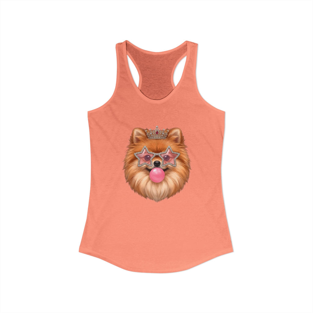 Sassy Pomeranian Racerback Tank — Bubblegum Pom Dog Mom Summer Shirt | FurEverLoved