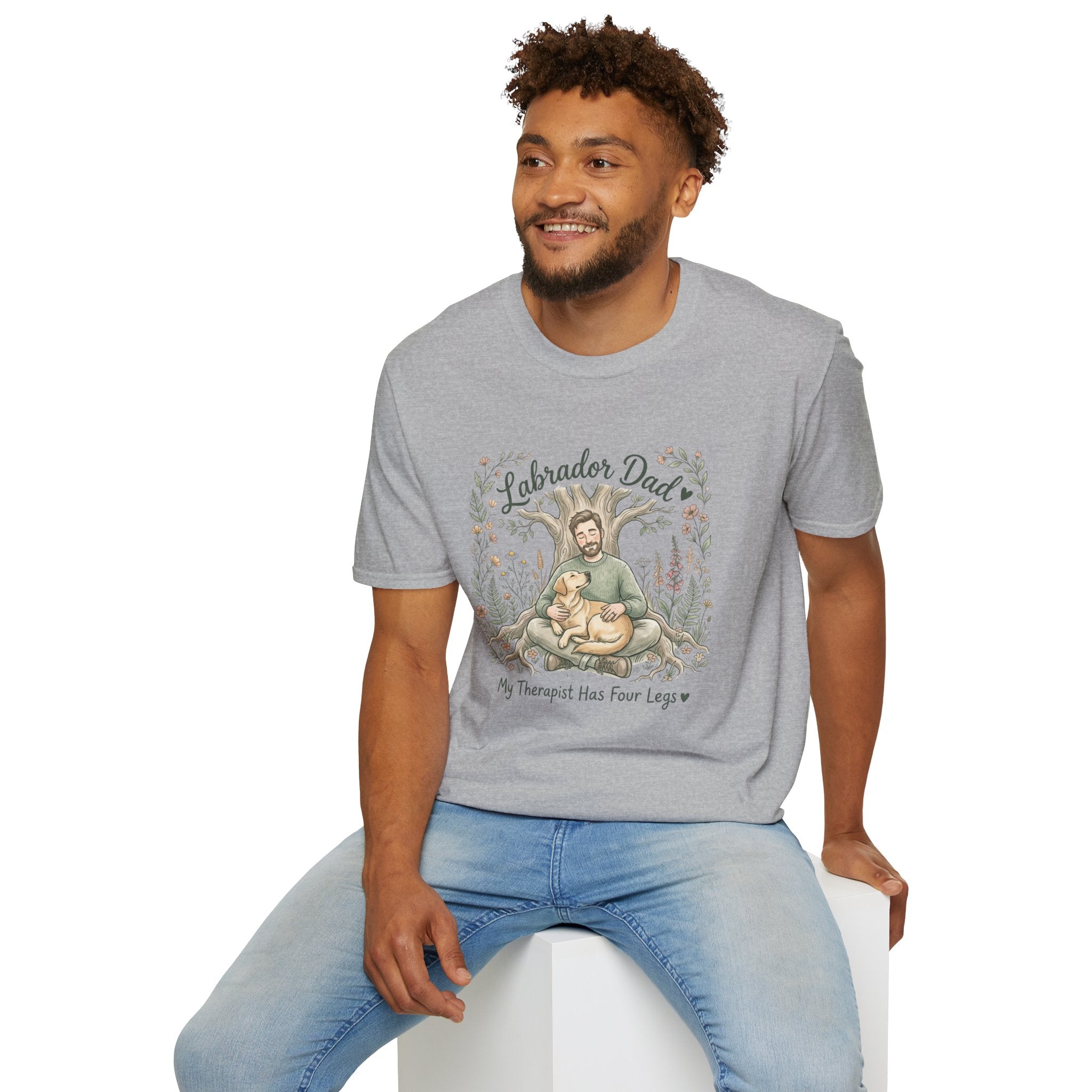Labrador Dad T-Shirt — My Therapist Has Four Legs | Cottagecore Botanical Lab Tee