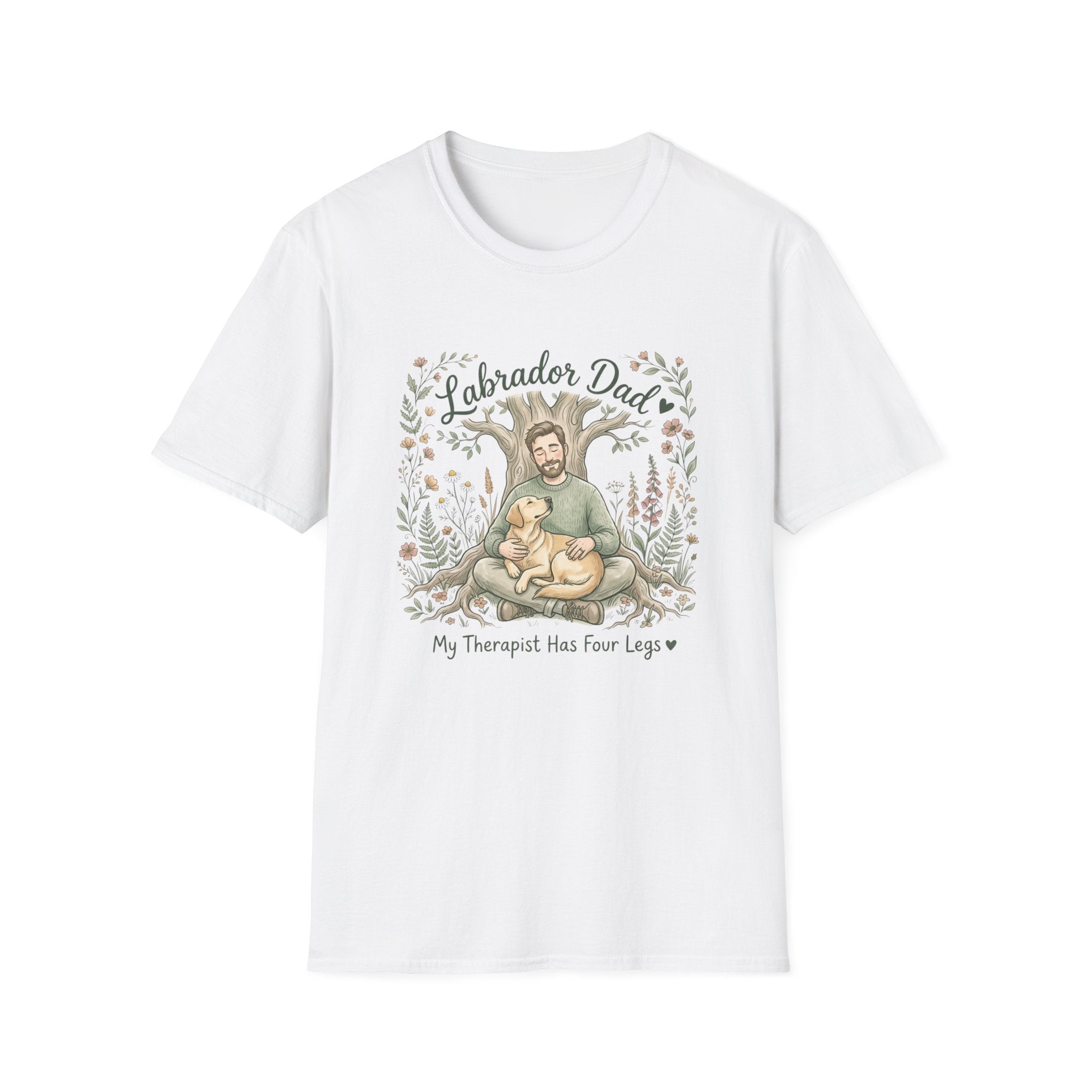 Labrador Dad T-Shirt — My Therapist Has Four Legs | Cottagecore Botanical Lab Tee