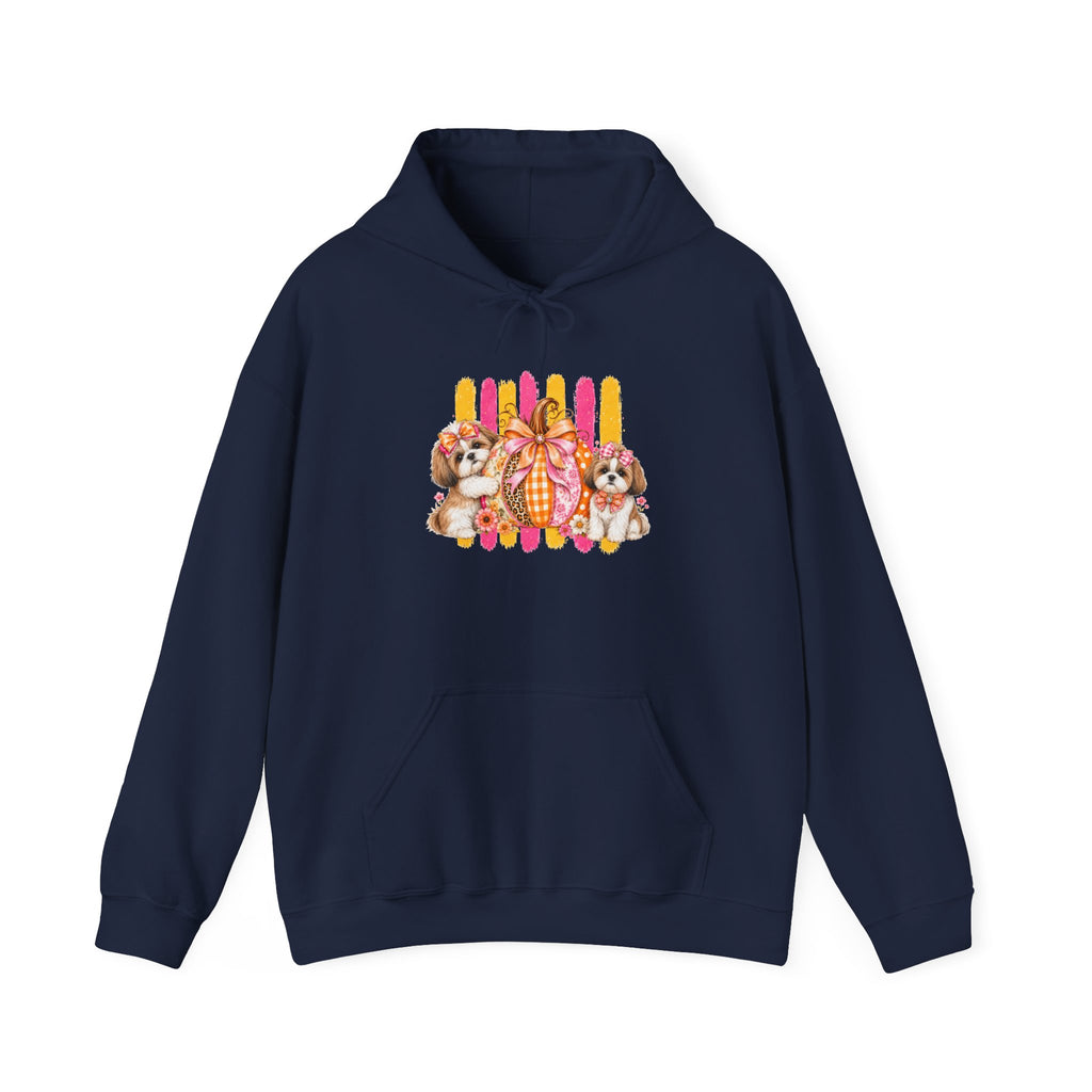 Shih Tzu Mom Gift Hoodie — Pumpkin Bow Fall Graphic Pullover | FurEverLoved