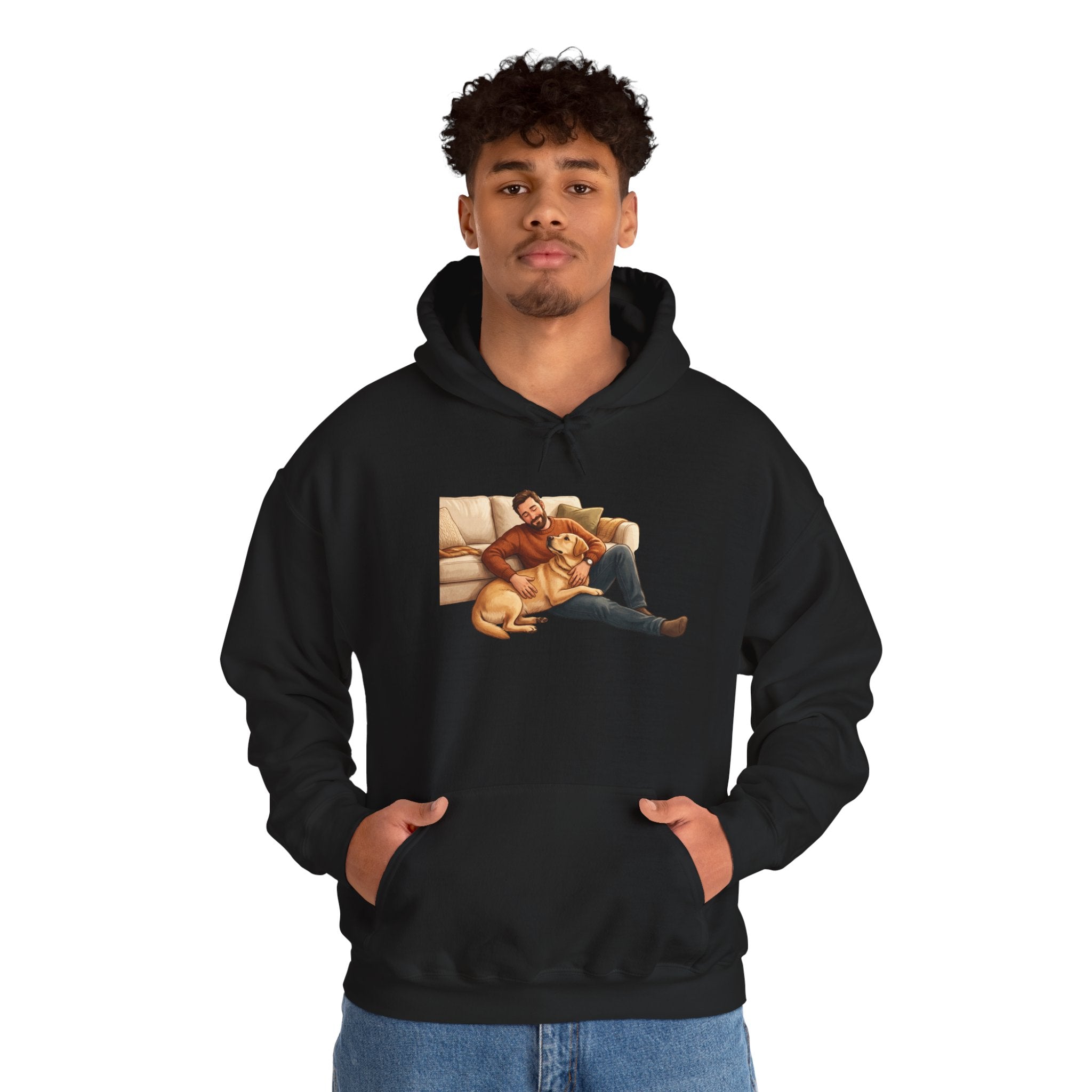 Dog Dad Hoodie — Man & His Lab Couch Cuddles | Cozy Labrador Dad Sweatshirt | FurEverLoved