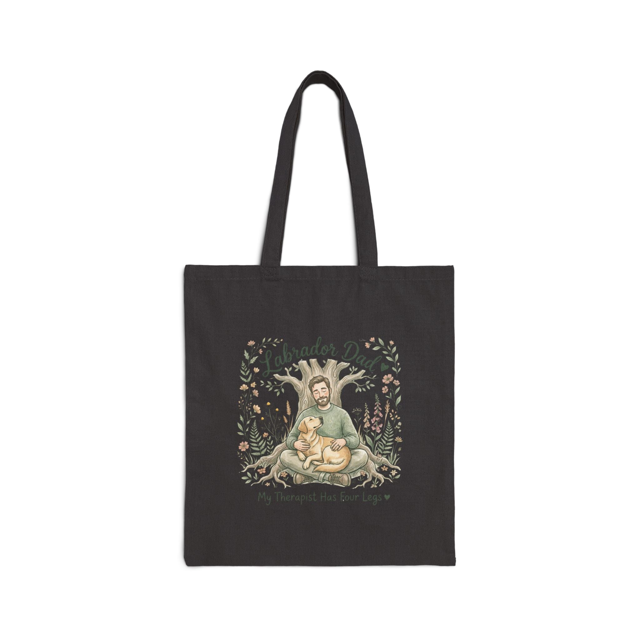 Labrador Dad Tote Bag – My Therapist Has Four Legs | Botanical Nature Lab Dad Gift Canvas Tote