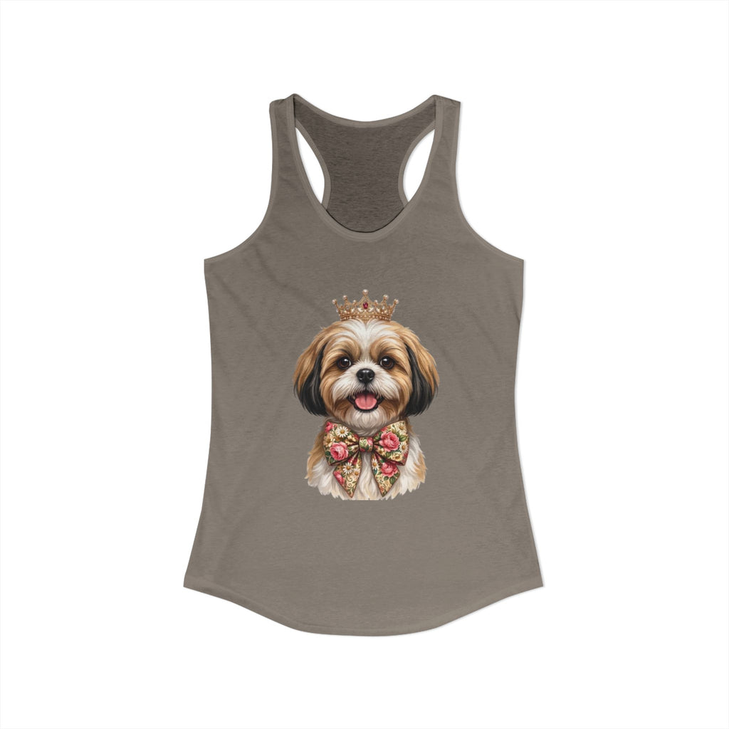 Shih Tzu Queen Racerback Tank — Crown Dog Mom Summer Shirt | FurEverLoved