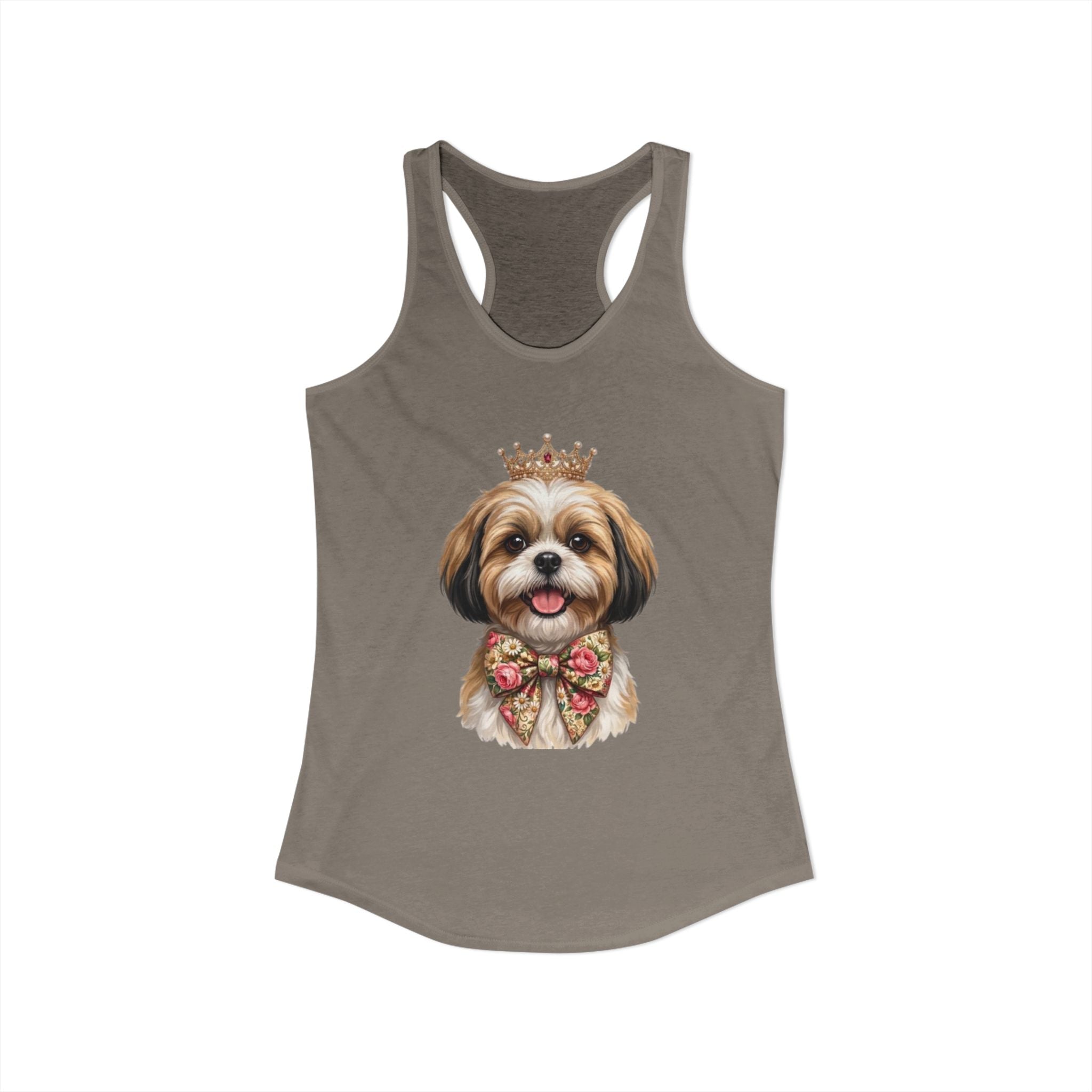 Shih Tzu Queen Racerback Tank — Crown Dog Mom Summer Shirt | FurEverLoved